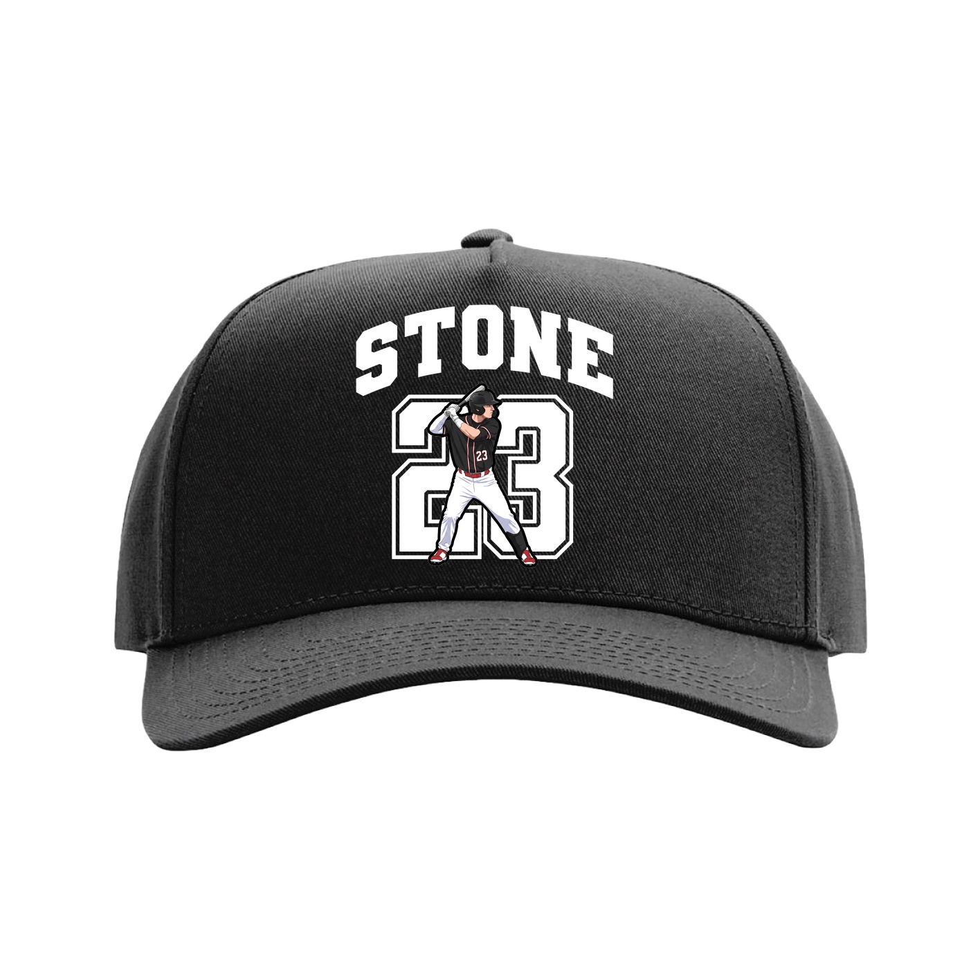Full Fabric Five-Panel Champ Cap — Number in Black