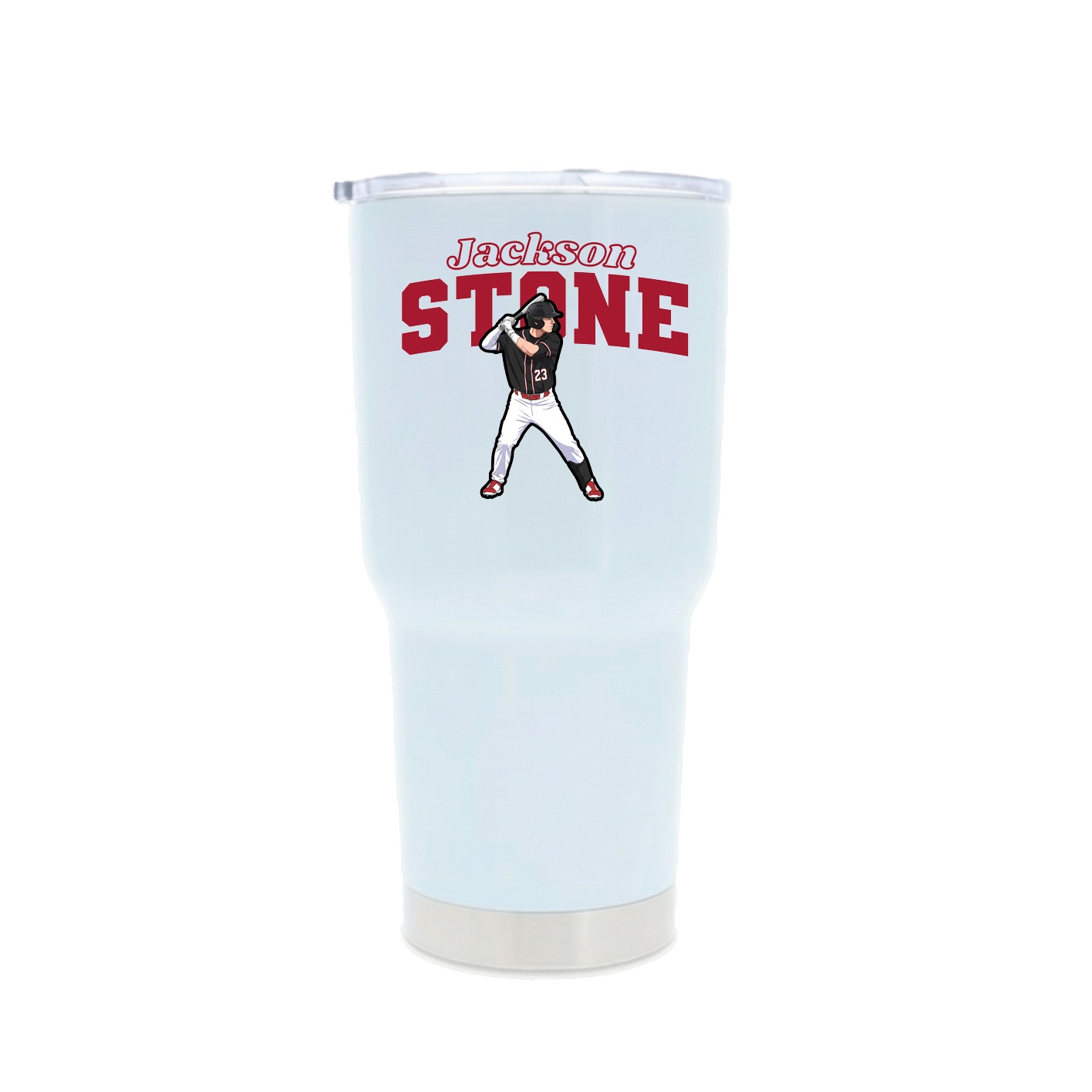 30oz Stainless Steel Tumbler — Name Arch in White