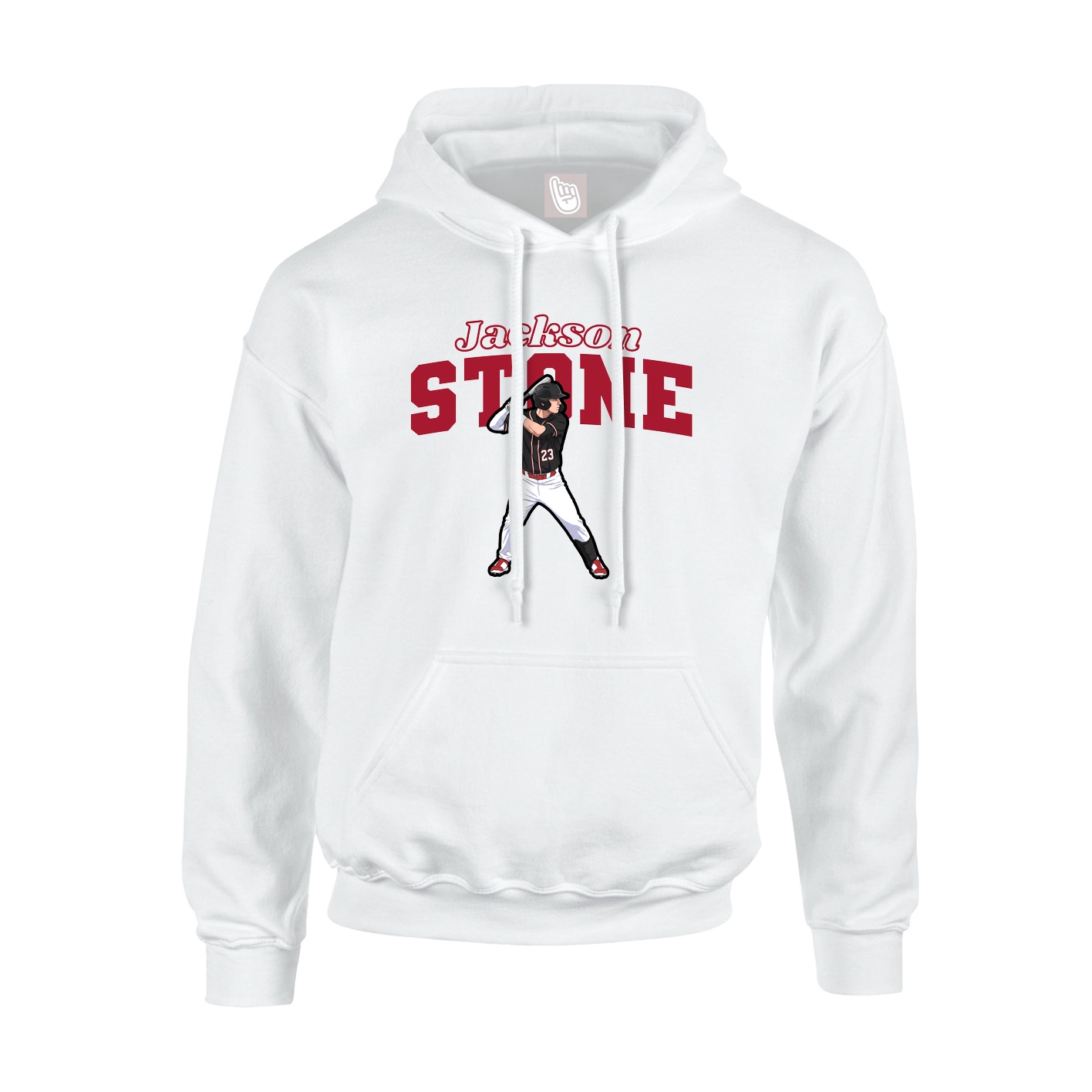 Youth Hoodie — Name Arch in White