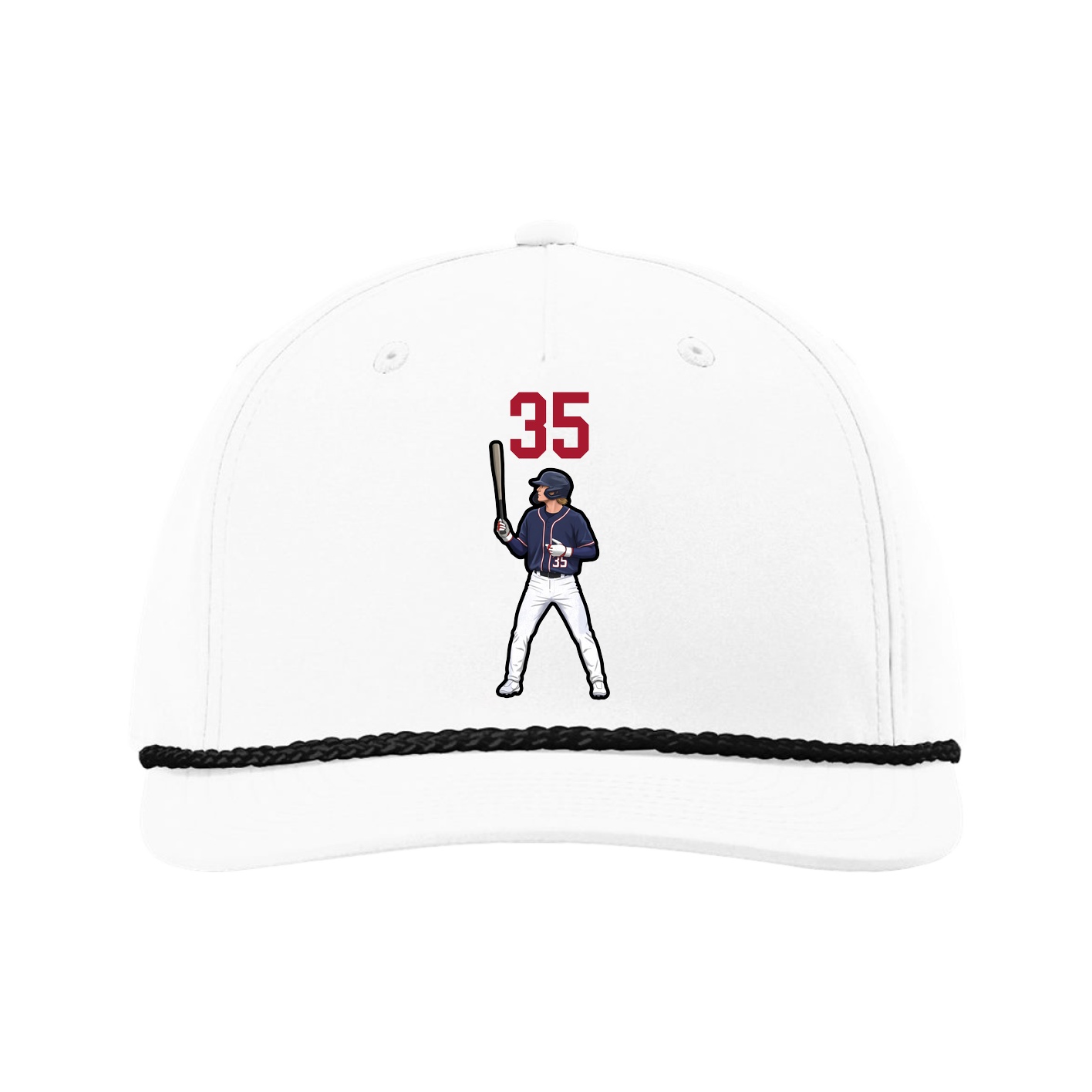 Five-Panel Classic Rope Cap — Number Top in White