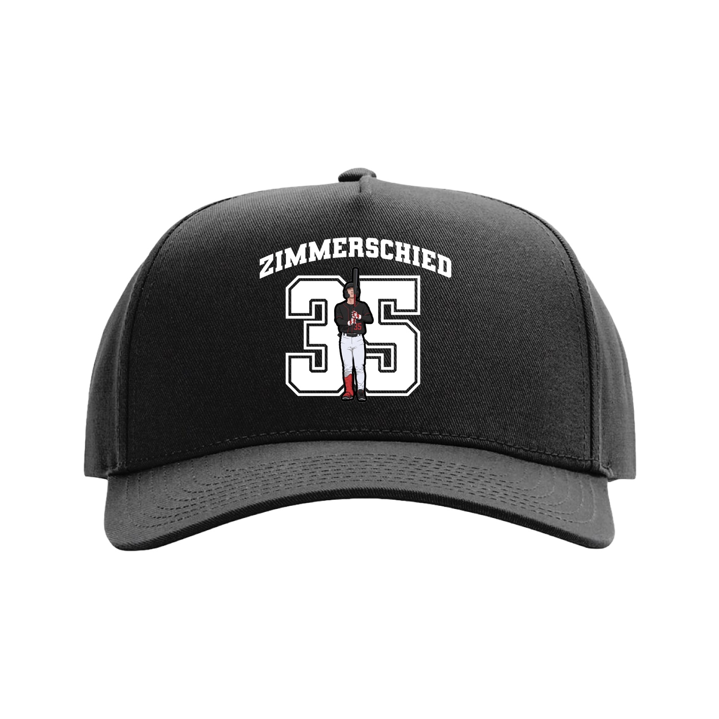 Full Fabric Five-Panel Champ Cap — Number in Black