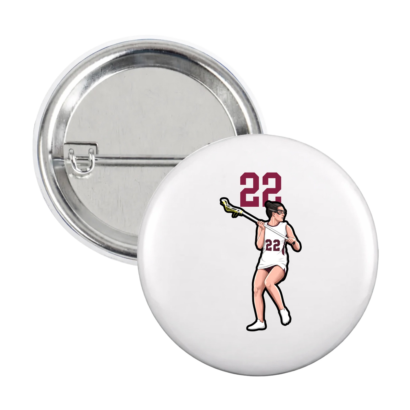 Game Day Button — Number Top in White