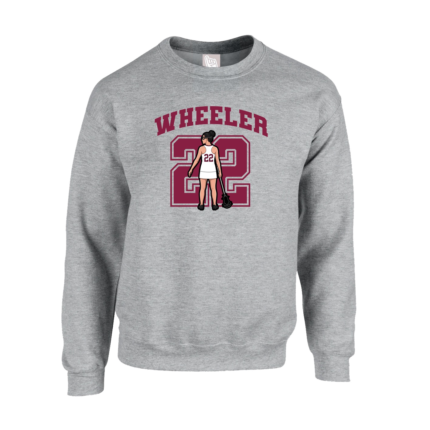 Fleece Crew — Number in Grey