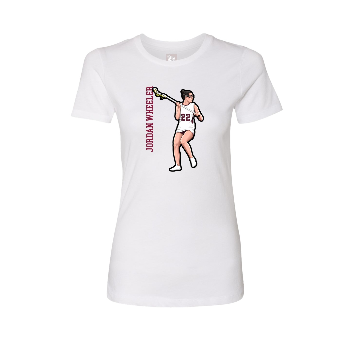 Fitted Women's Tee — Name Vertical in White