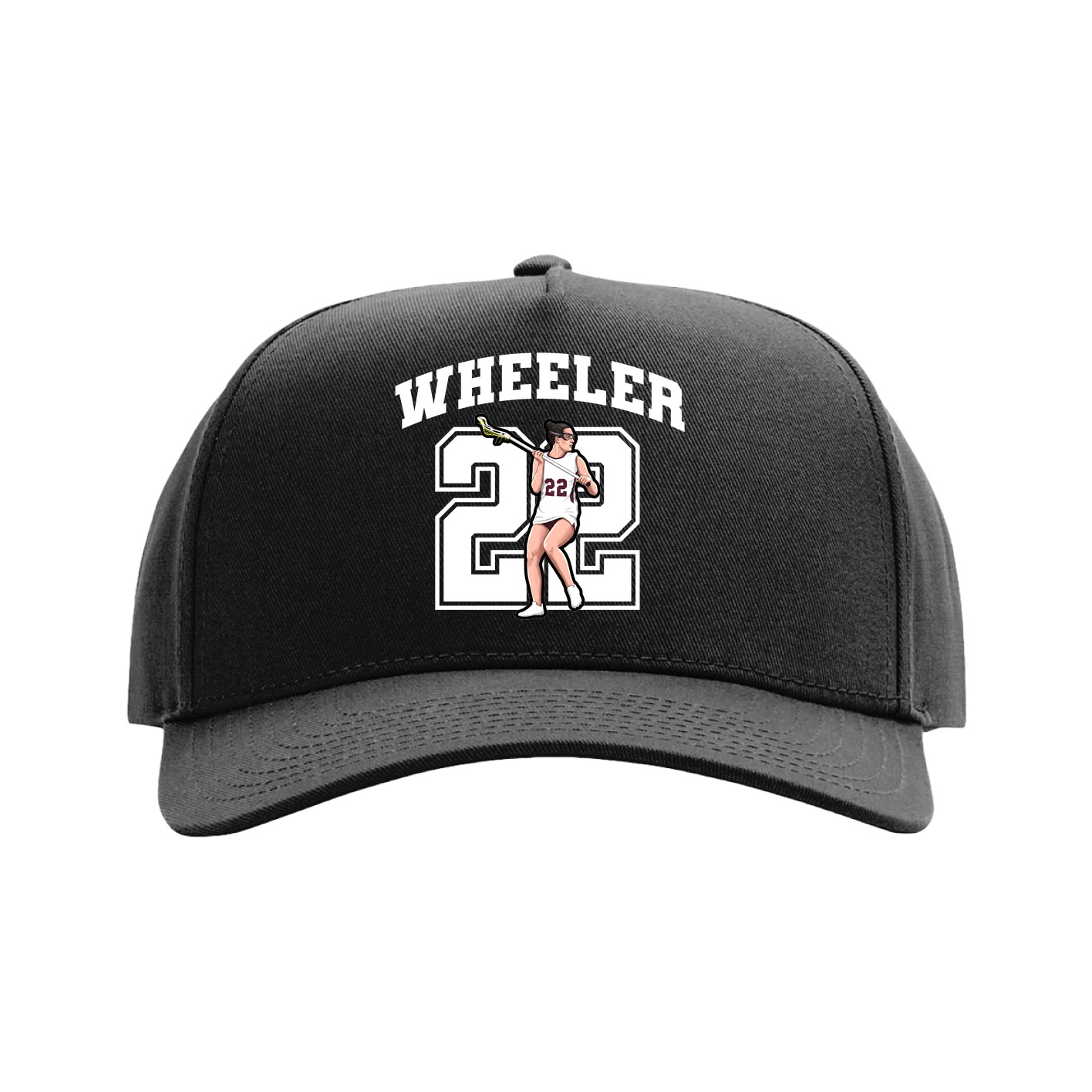 Full Fabric Five-Panel Champ Cap — Number in Black