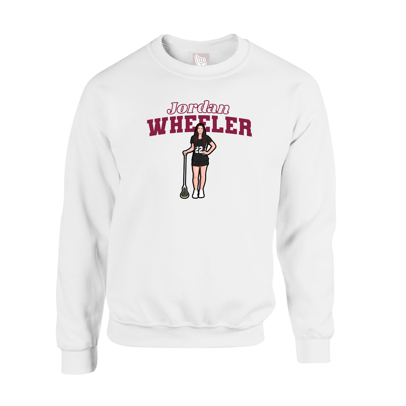 Fleece Crew — Name Arch in White