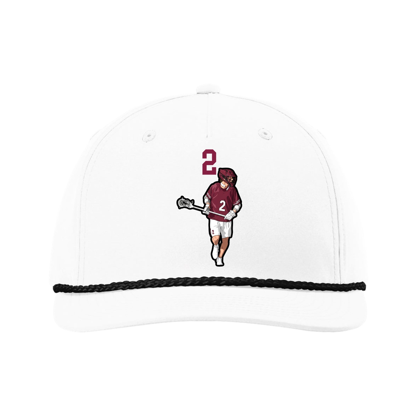 Five-Panel Classic Rope Cap — Number Top in White