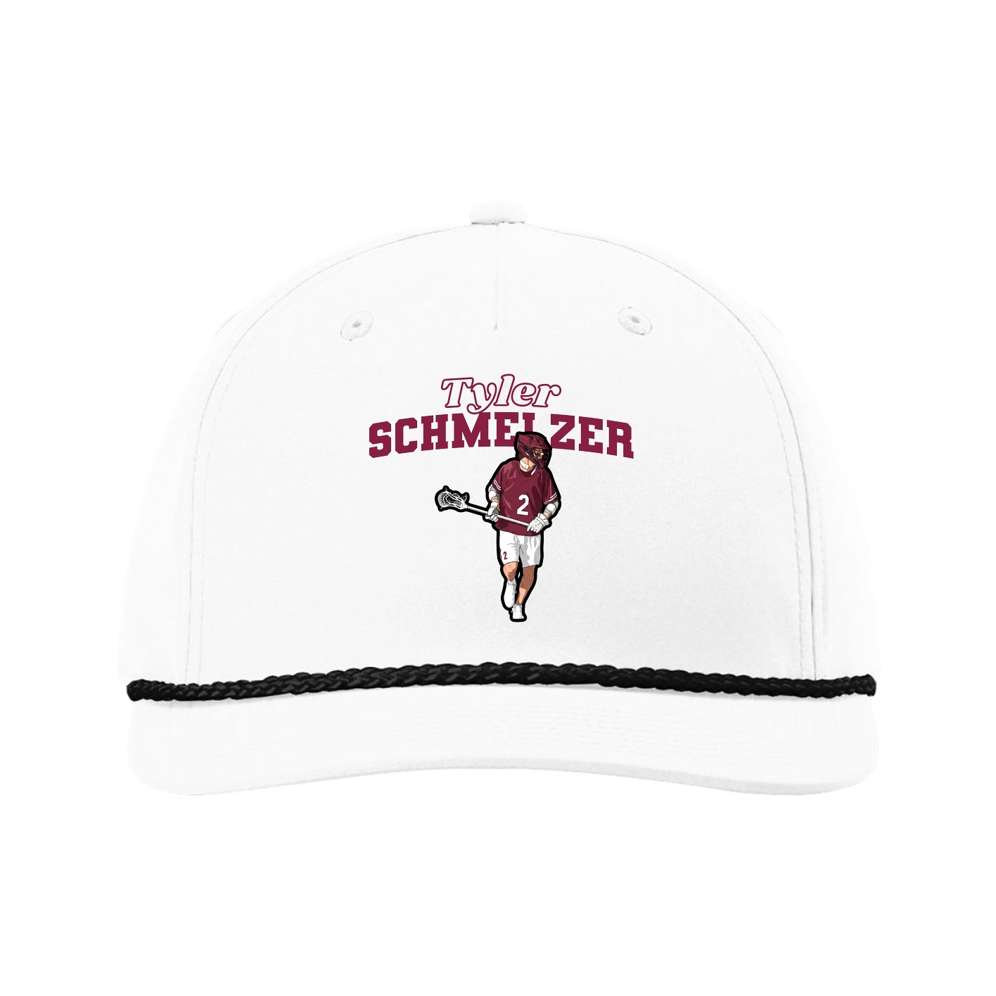 Five-Panel Classic Rope Cap — Name Arch in White