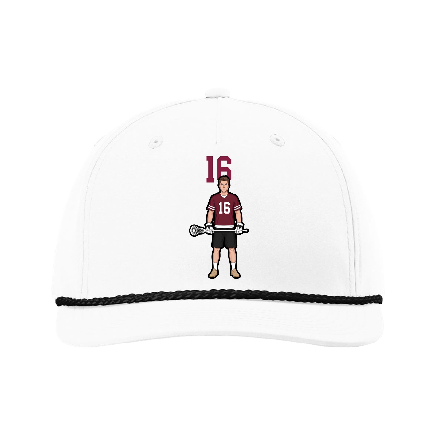 Five-Panel Classic Rope Cap — Number Top in White