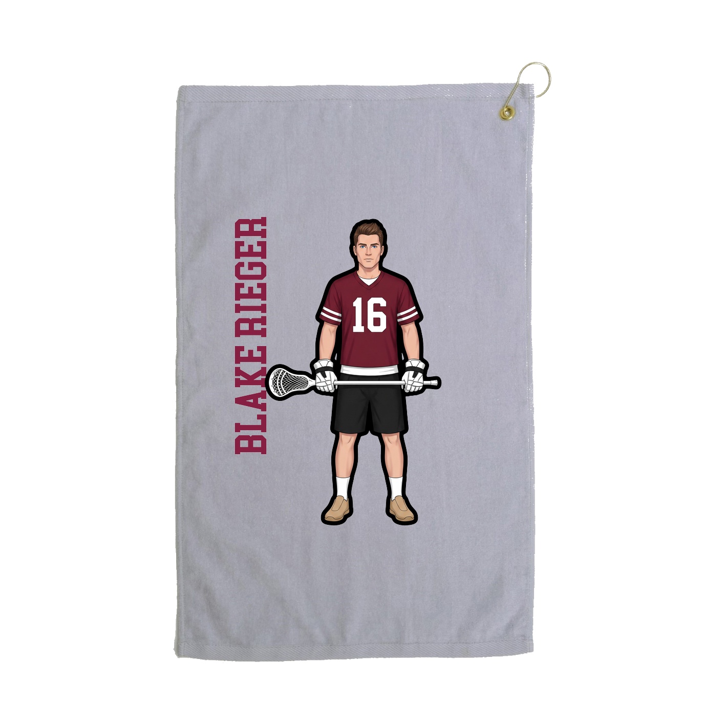 Golf Towel — Name Vertical in Grey