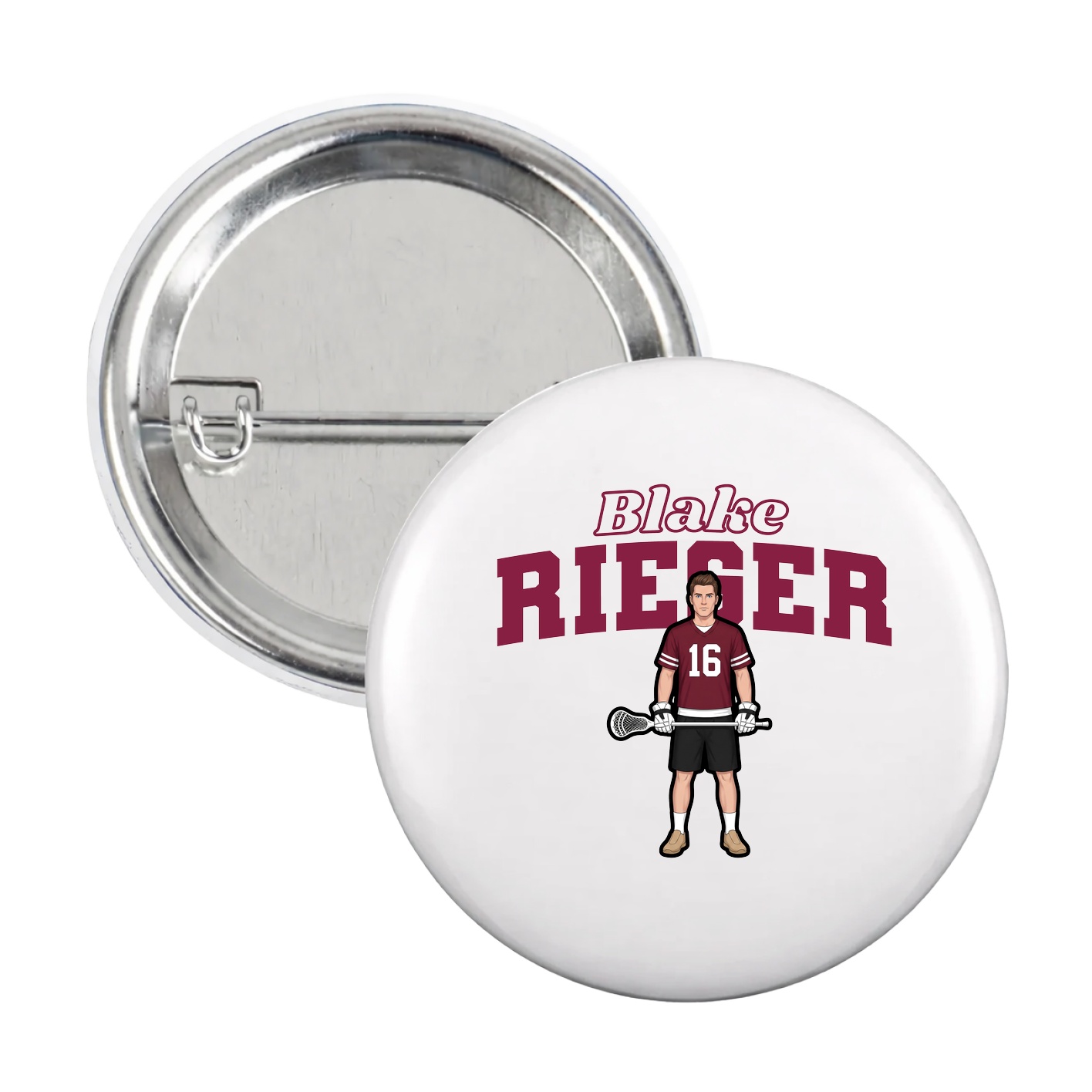 Game Day Button — Name Arch in White