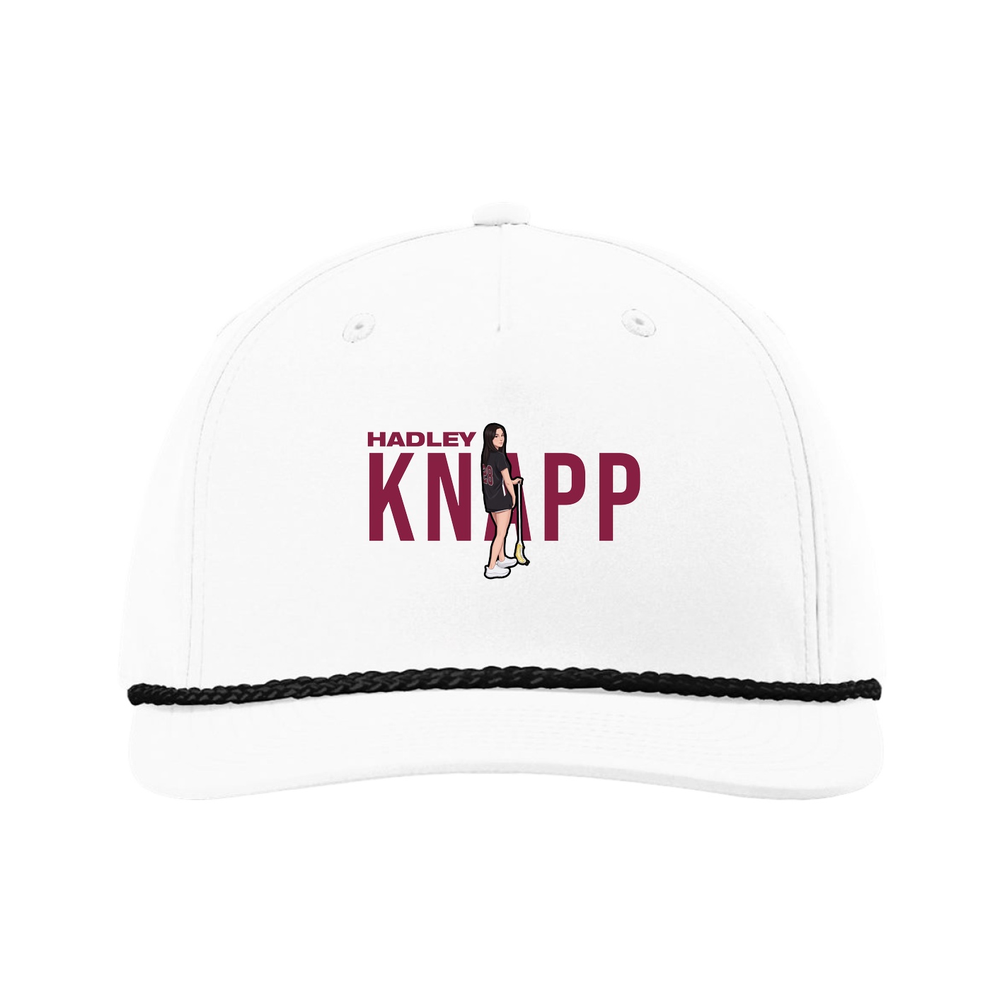 Five-Panel Classic Rope Cap — Player Name in White