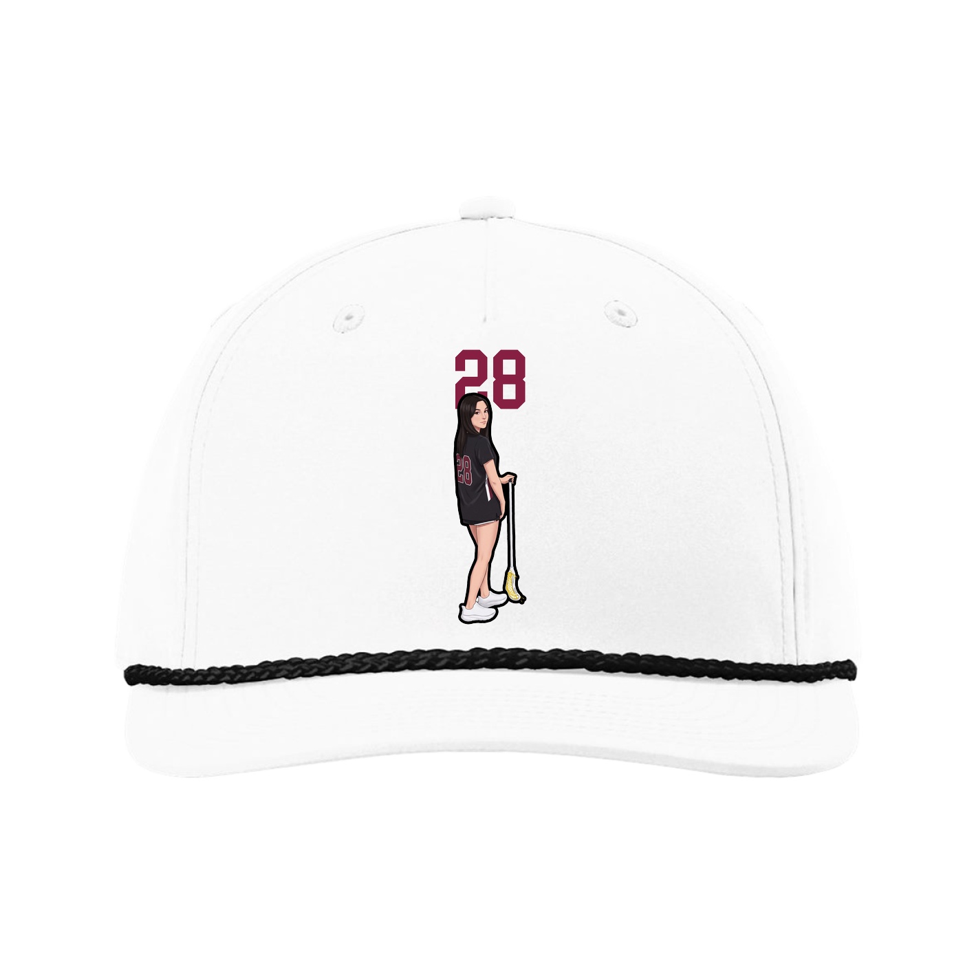 Five-Panel Classic Rope Cap — Number Top in White