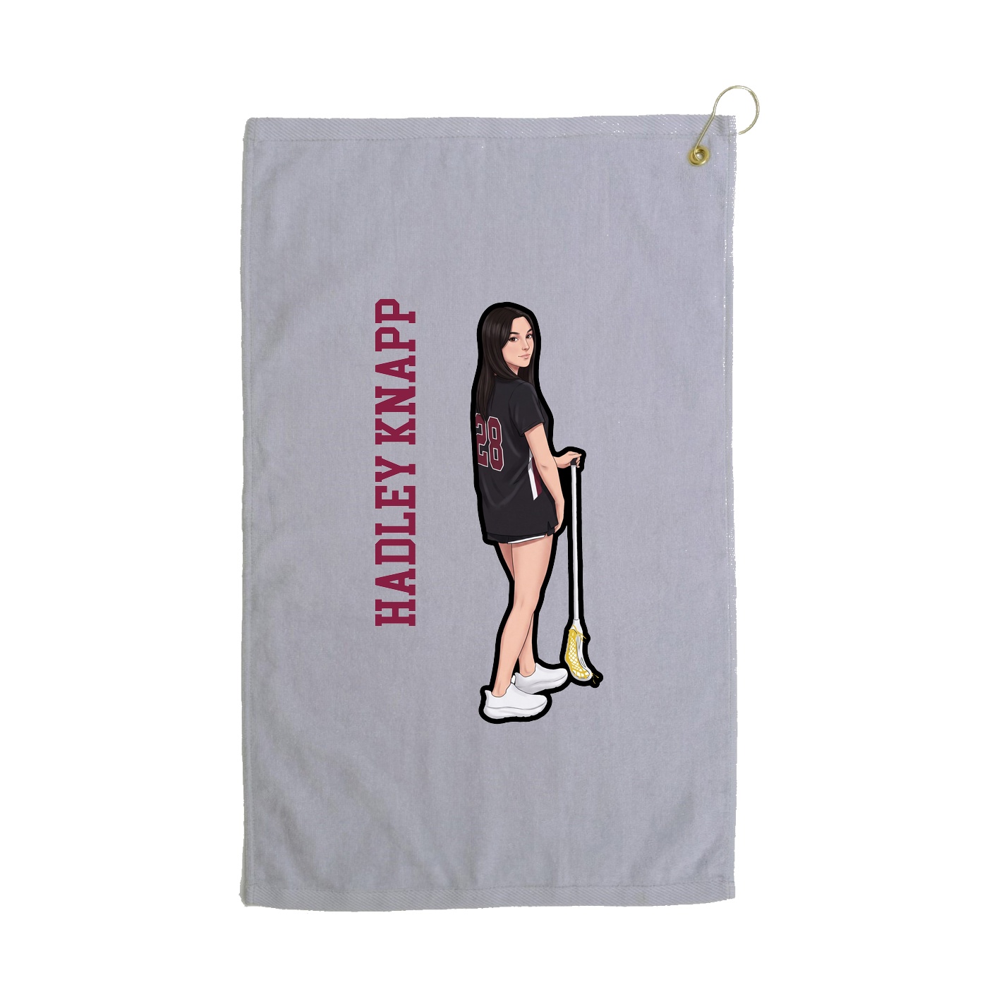 Golf Towel — Name Vertical in Grey