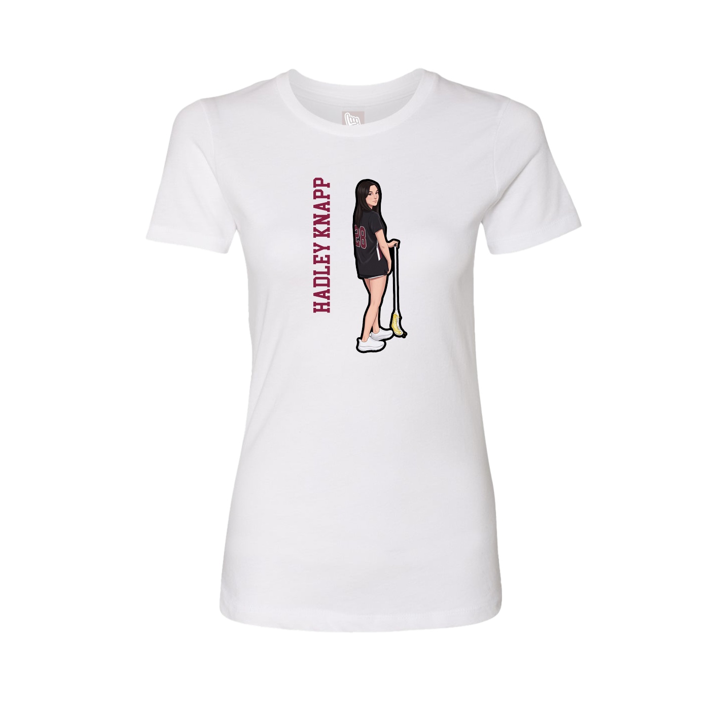 Fitted Women's Tee — Name Vertical in White