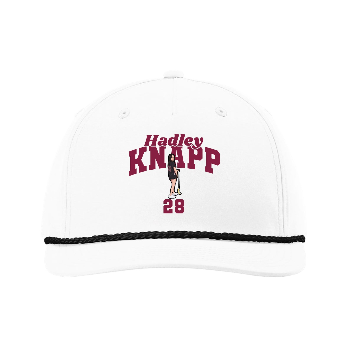 Five-Panel Classic Rope Cap — Signature Arch in White