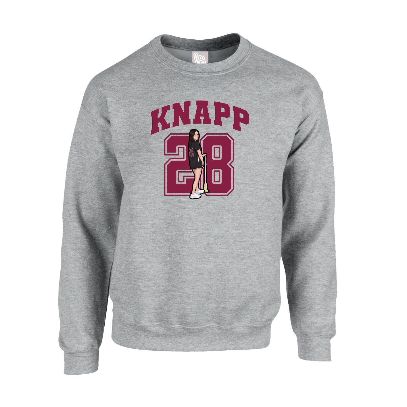 Fleece Crew — Number in Grey