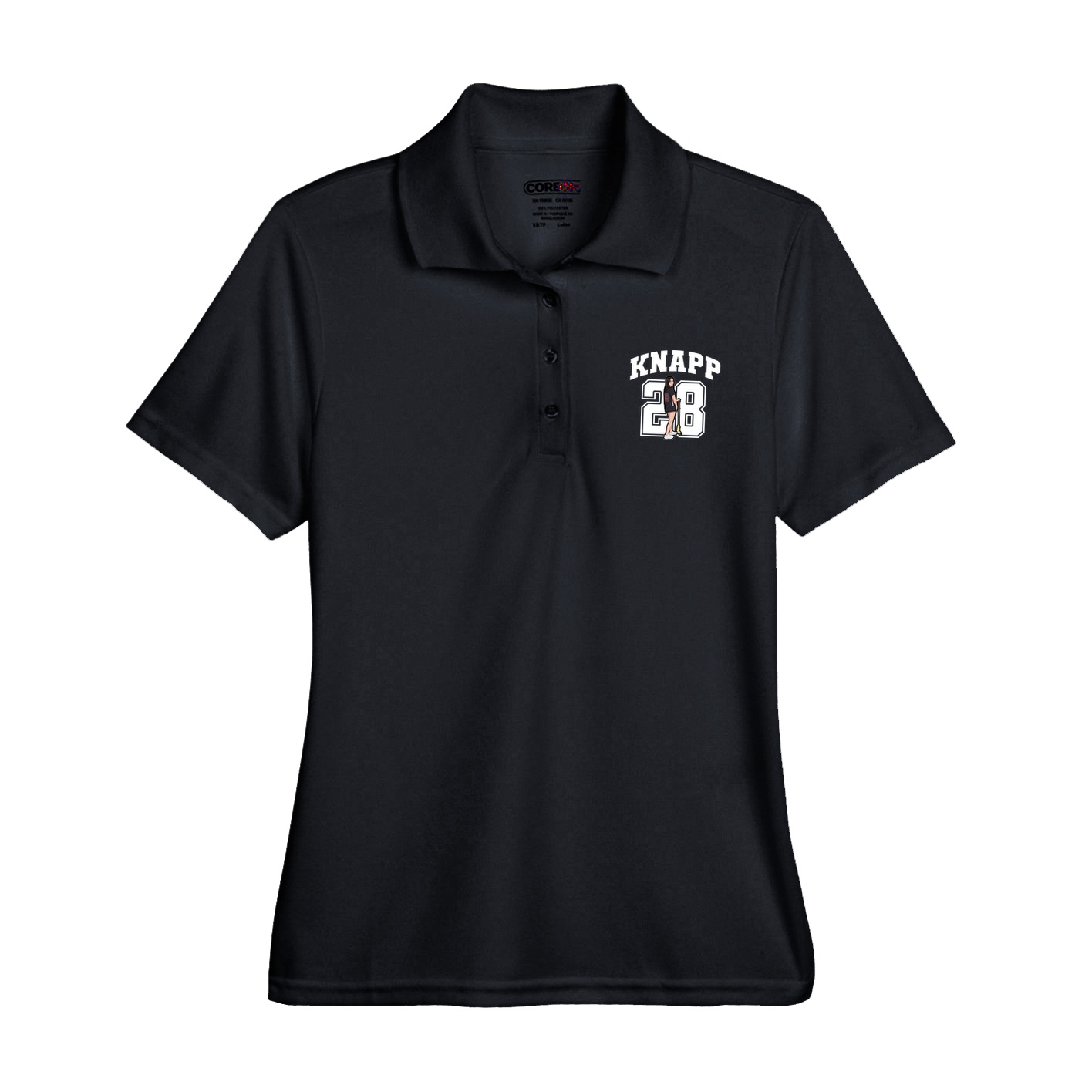 Womens Performance Polo — Number in Black