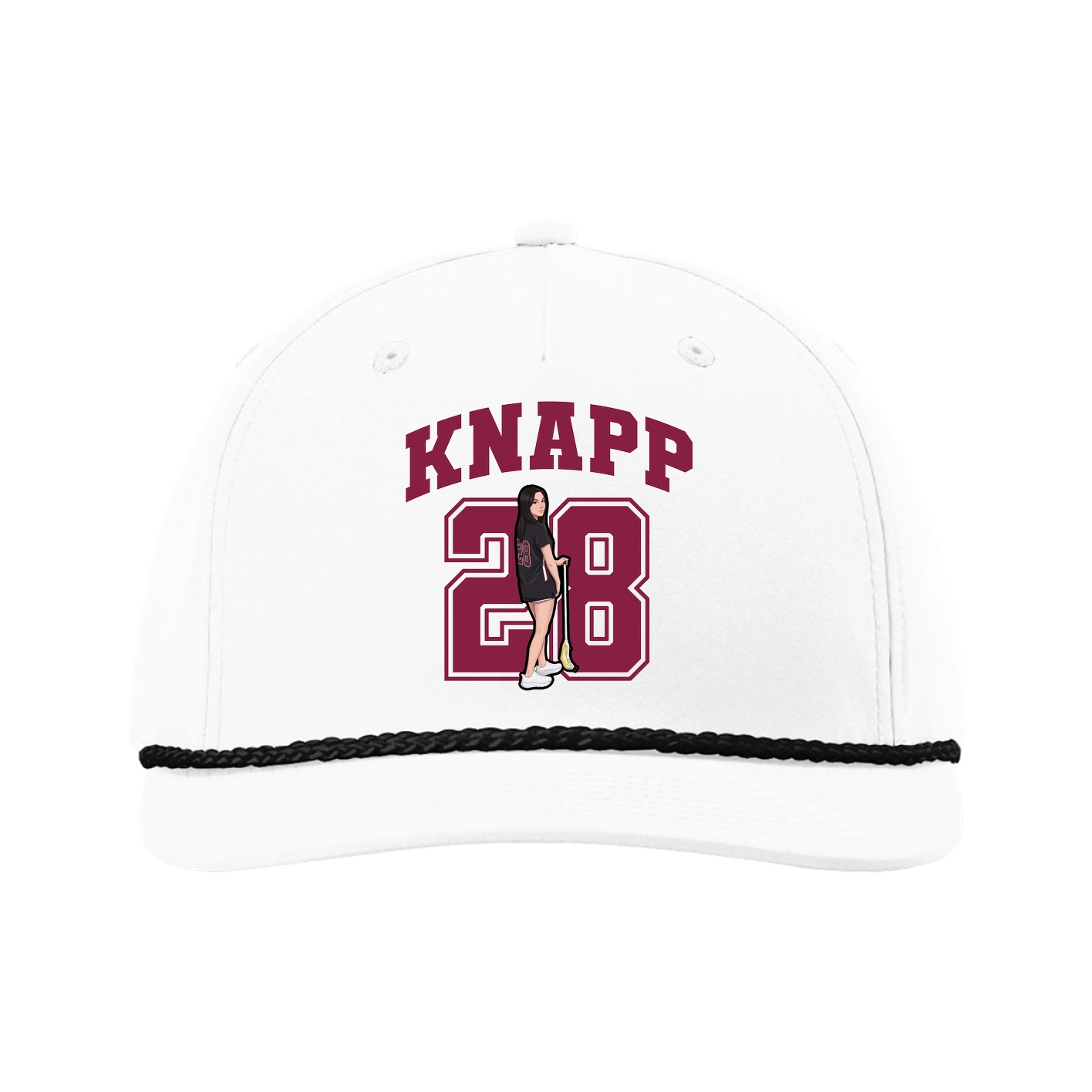 Five-Panel Classic Rope Cap — Number in White
