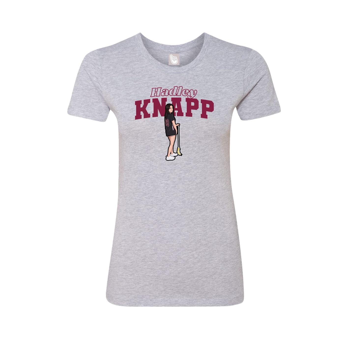Fitted Women's Tee — Name Arch in Grey