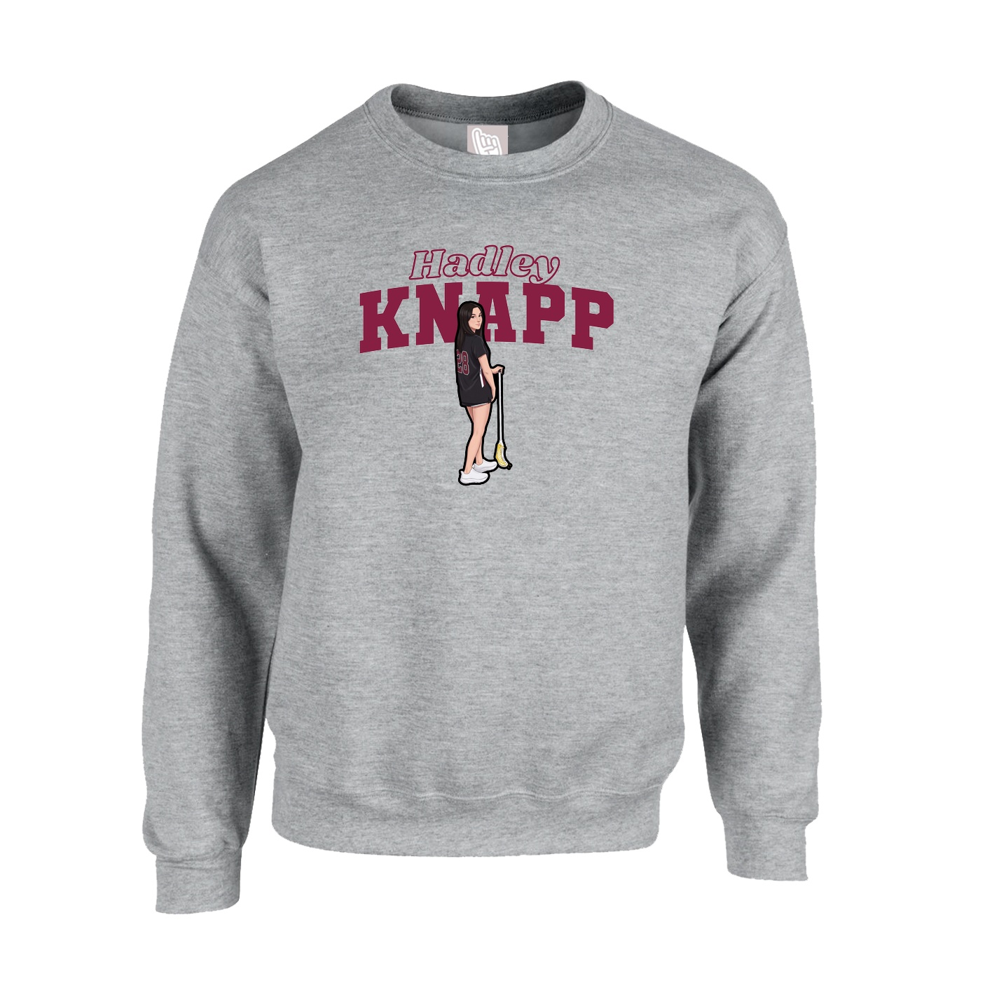 Fleece Crew — Name Arch in Grey