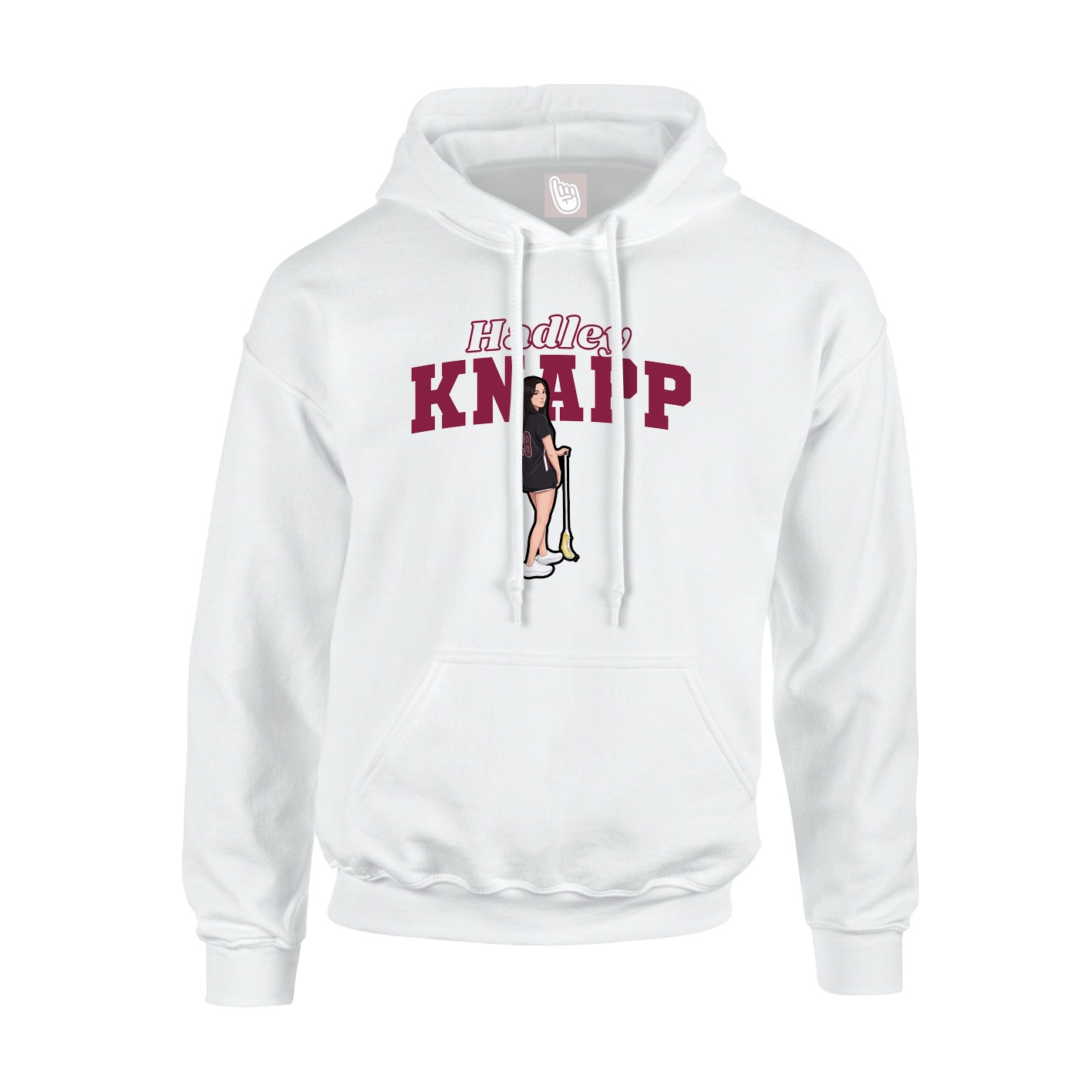 Youth Hoodie — Name Arch in White