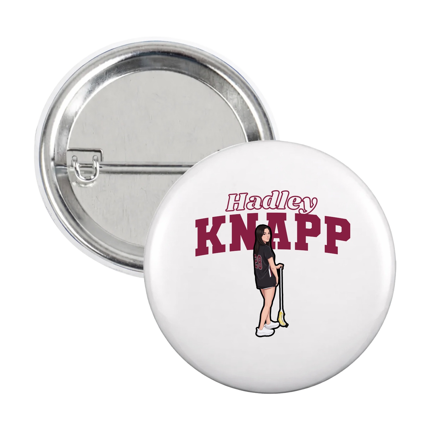 Game Day Button — Name Arch in White