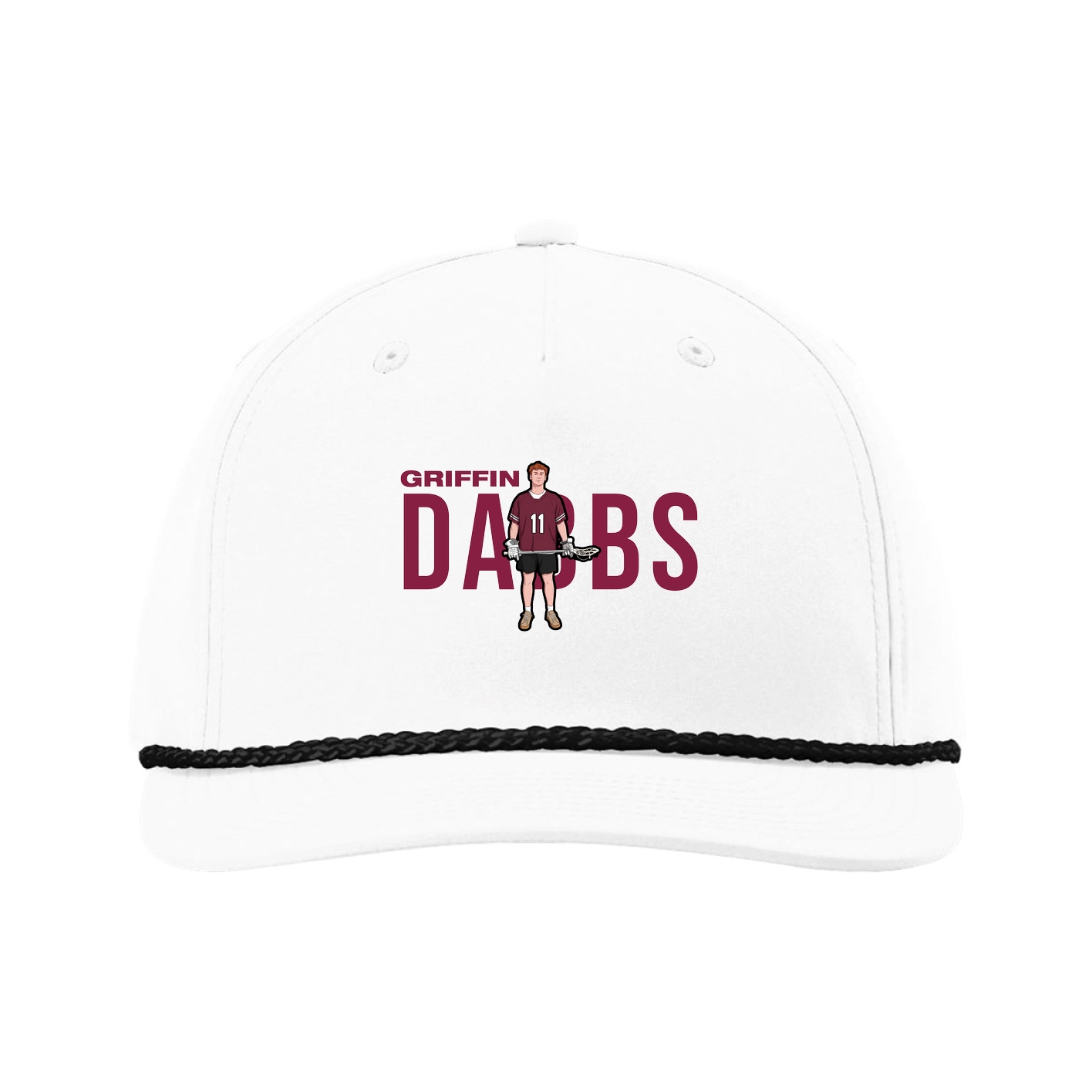 Five-Panel Classic Rope Cap — Player Name in White