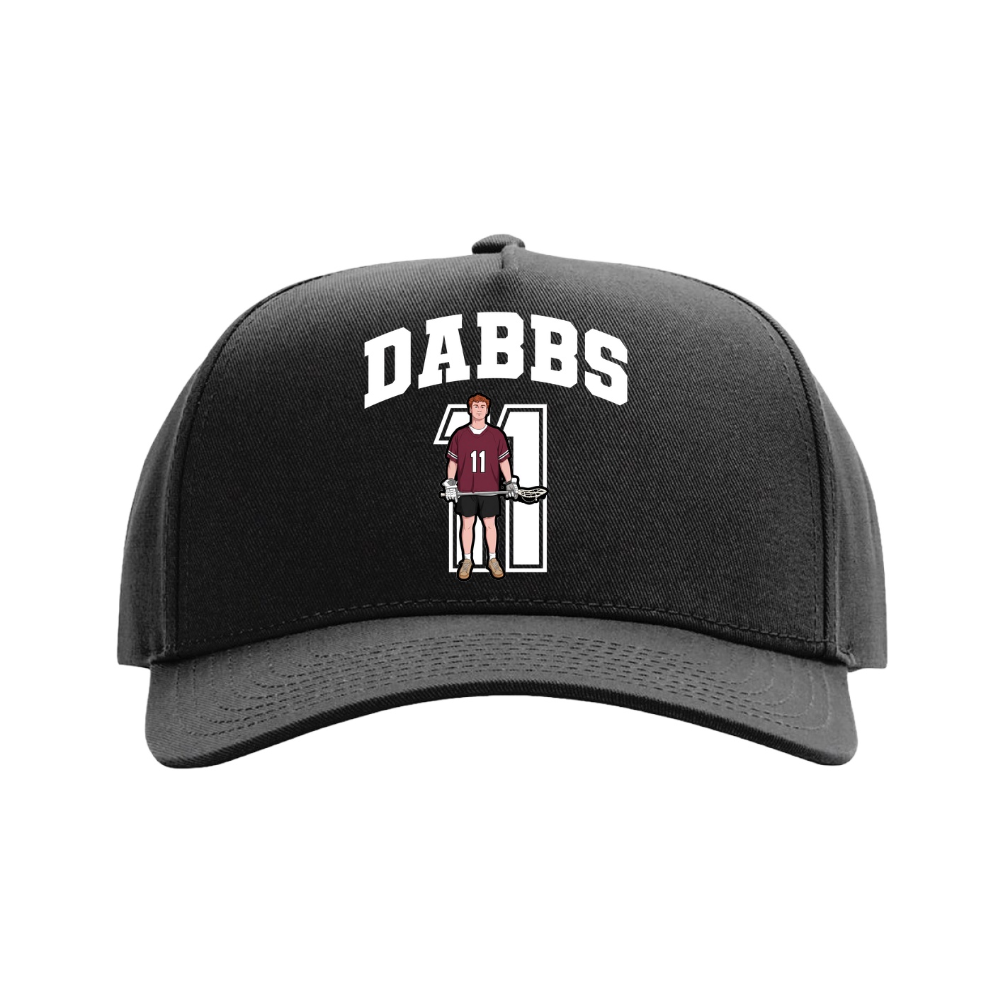Full Fabric Five-Panel Champ Cap — Number in Black