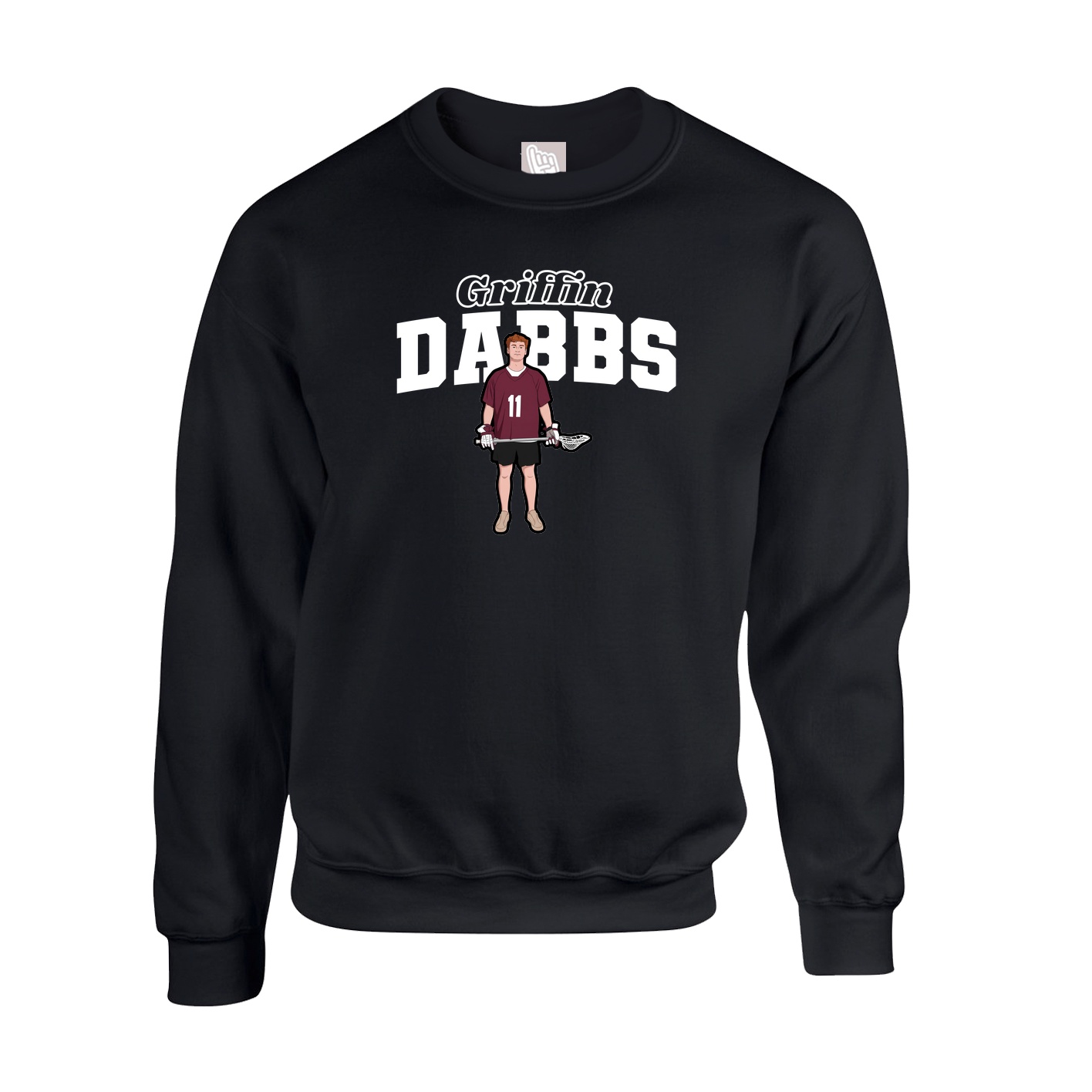Fleece Crew — Name Arch in Black