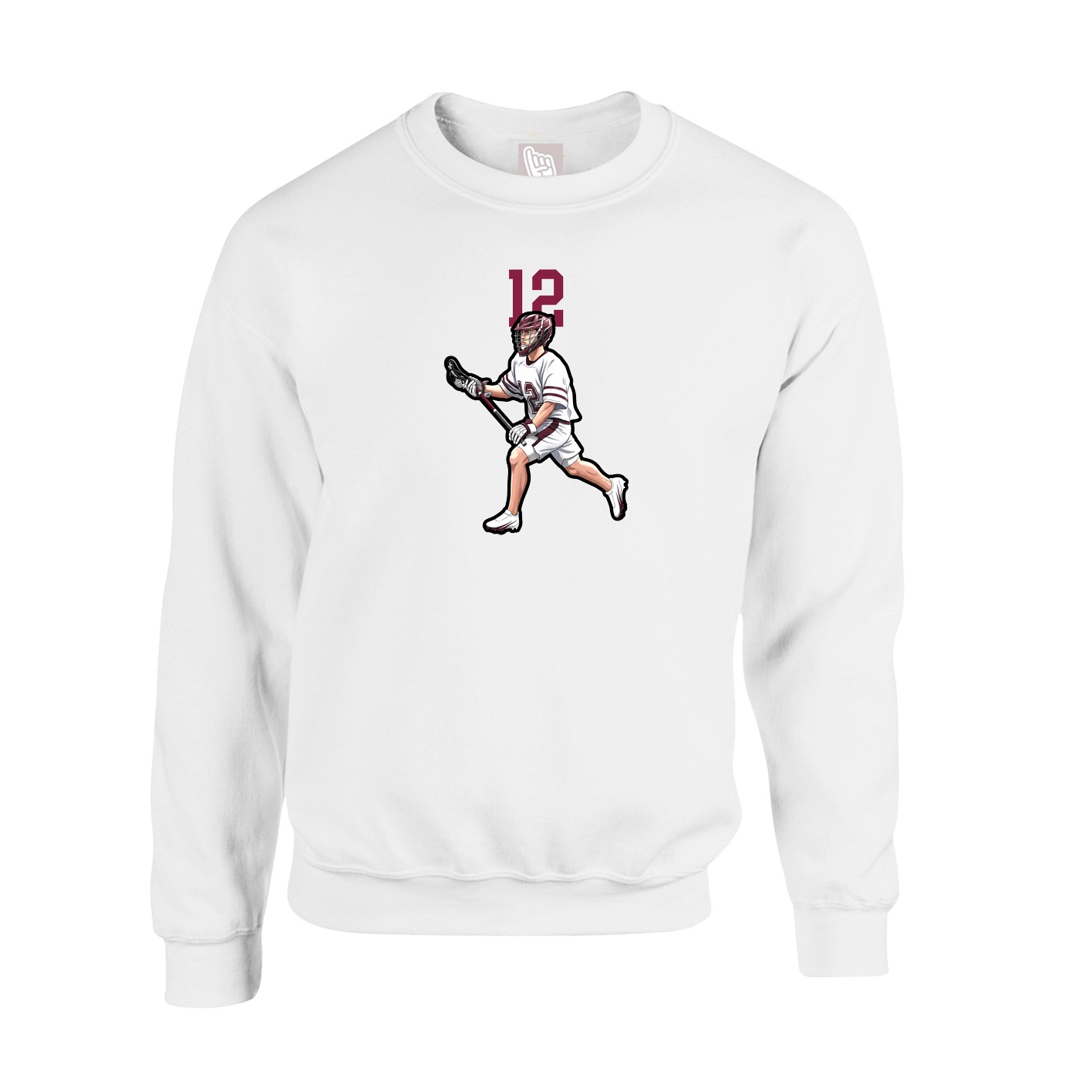 Fleece Crew — Number Top in White