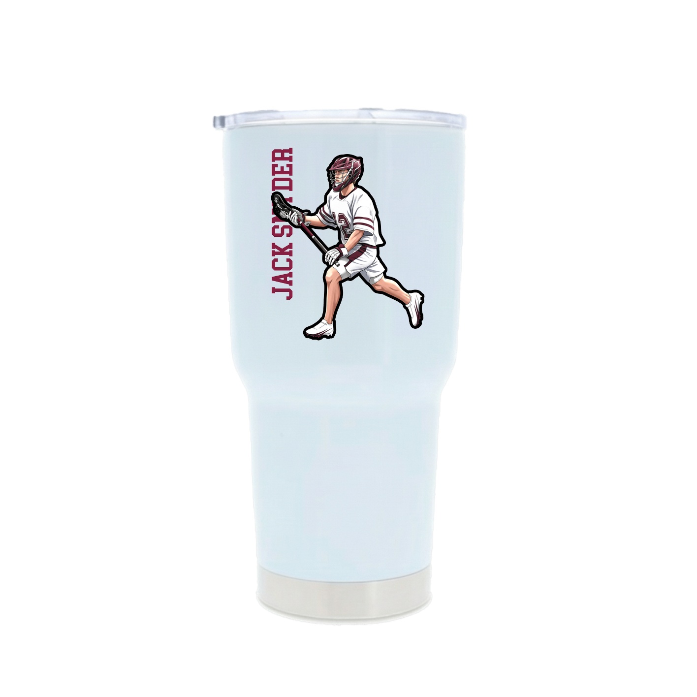 30oz Stainless Steel Tumbler — Name Vertical in White