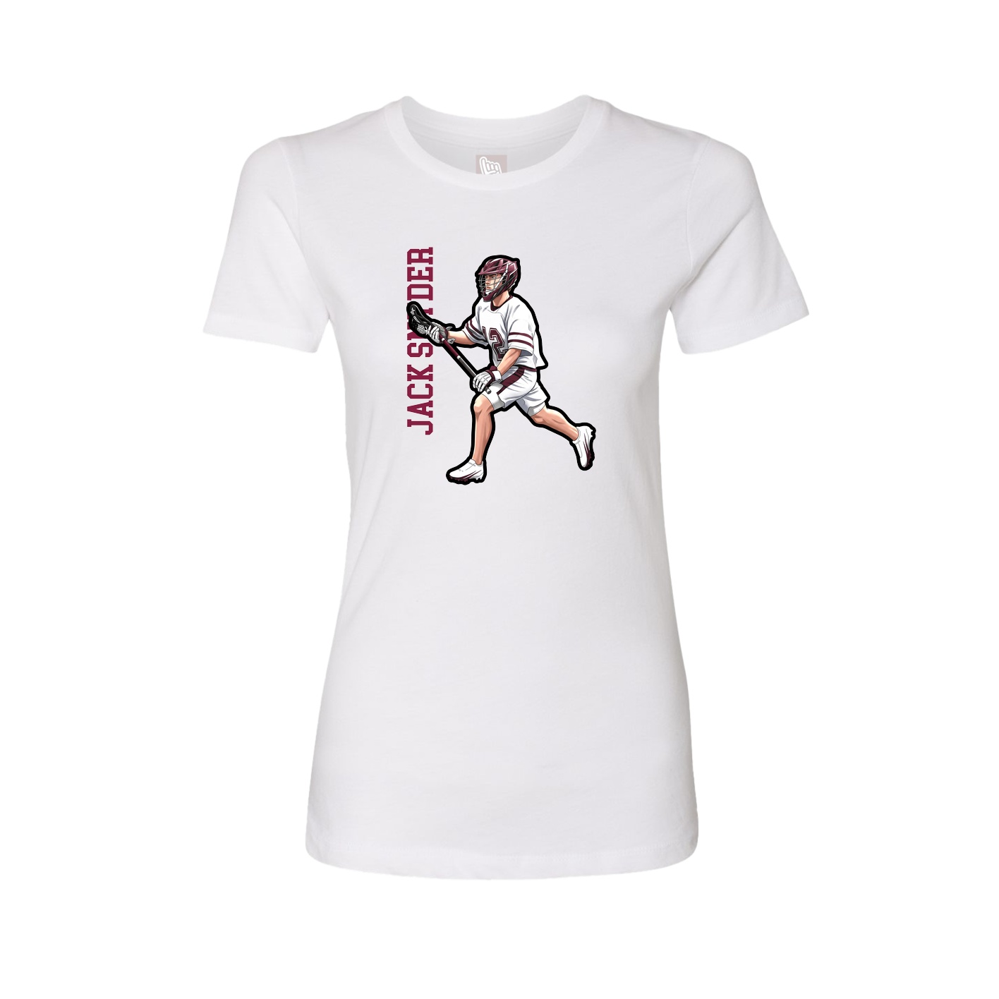 Womens Tee — Name Vertical in White