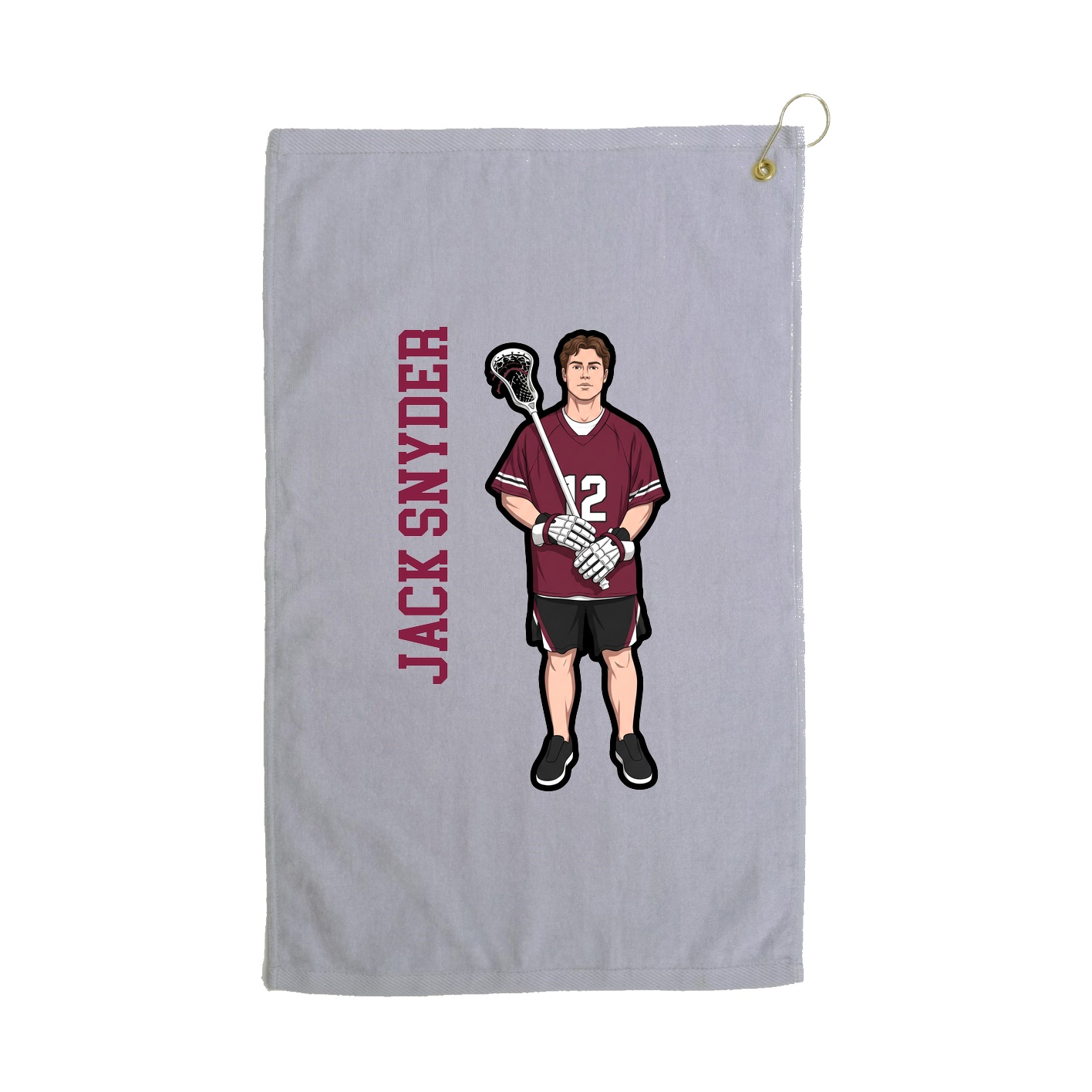 Golf Towel — Name Vertical in Grey