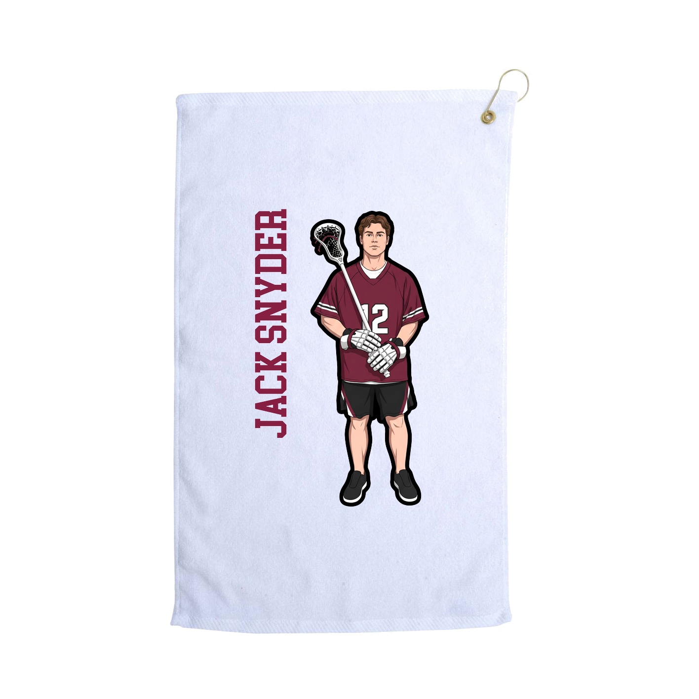 Golf Towel — Name Vertical in White