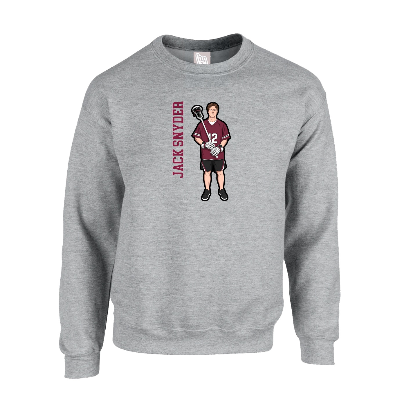 Fleece Crew — Name Vertical in Grey