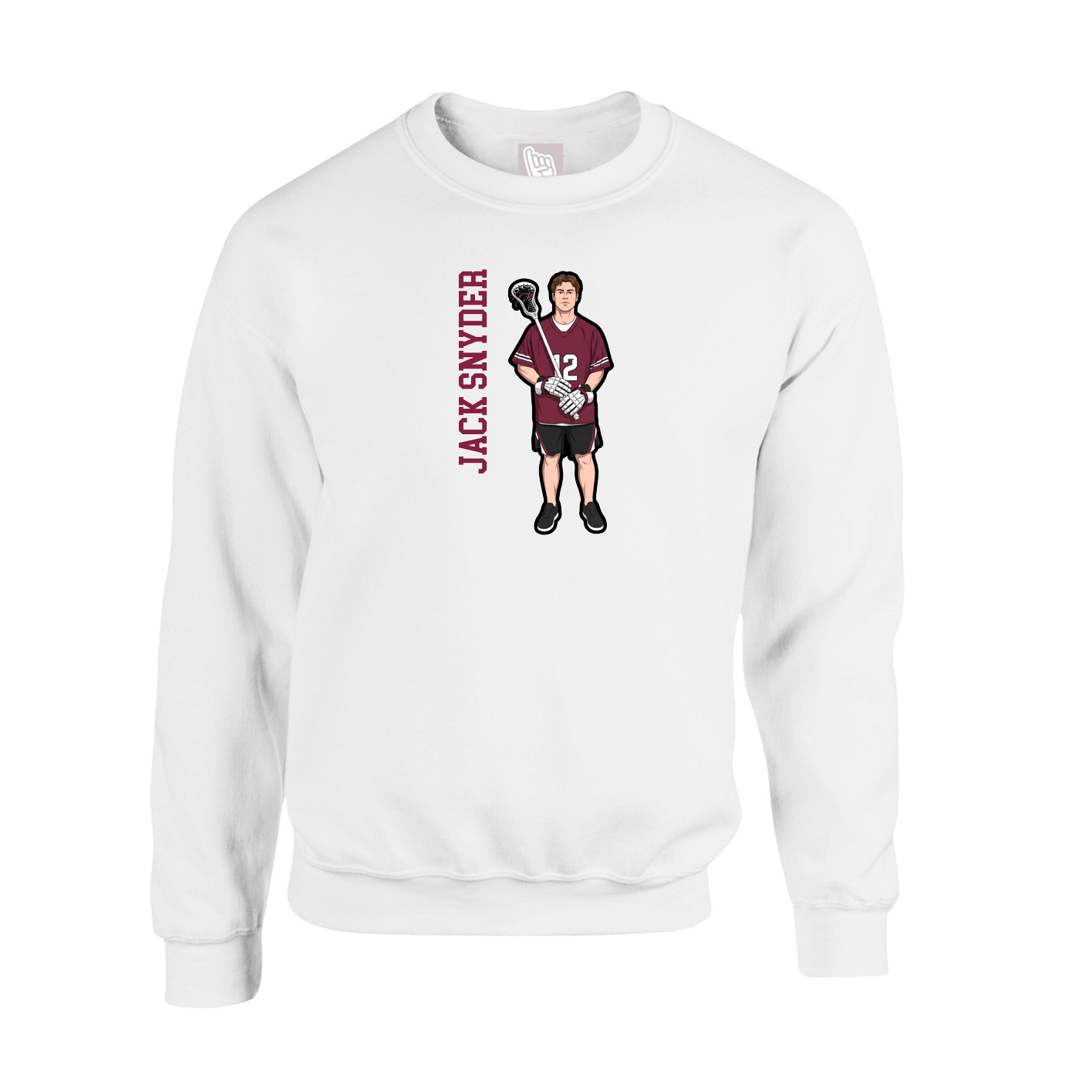 Fleece Crew — Name Vertical in White