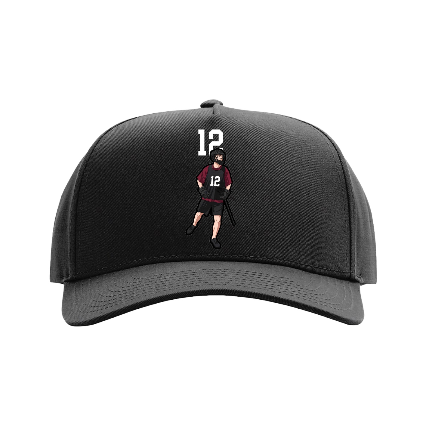 Full Fabric Five-Panel Champ Cap — Number Top in Black