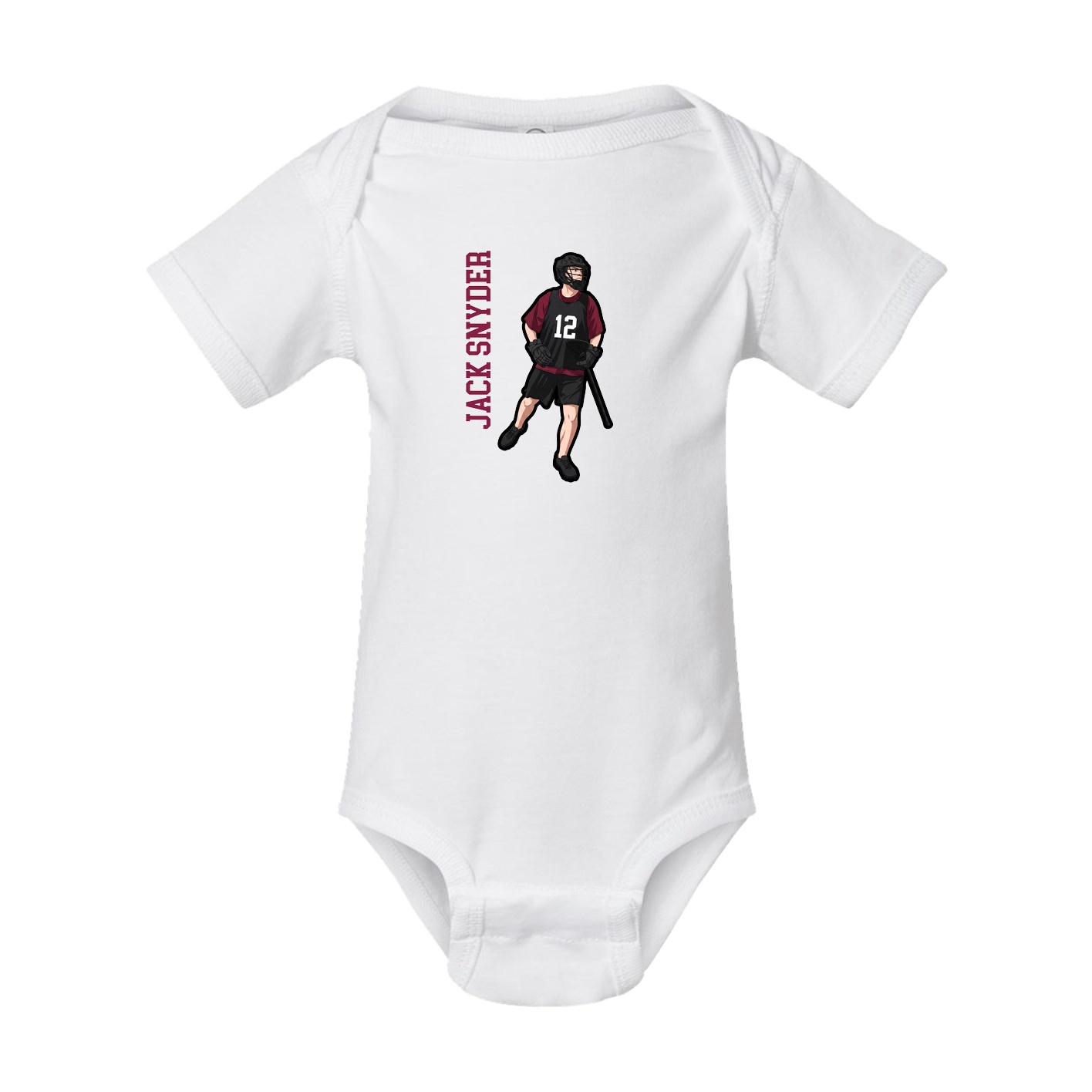 Baby Onesie — Name Vertical in White