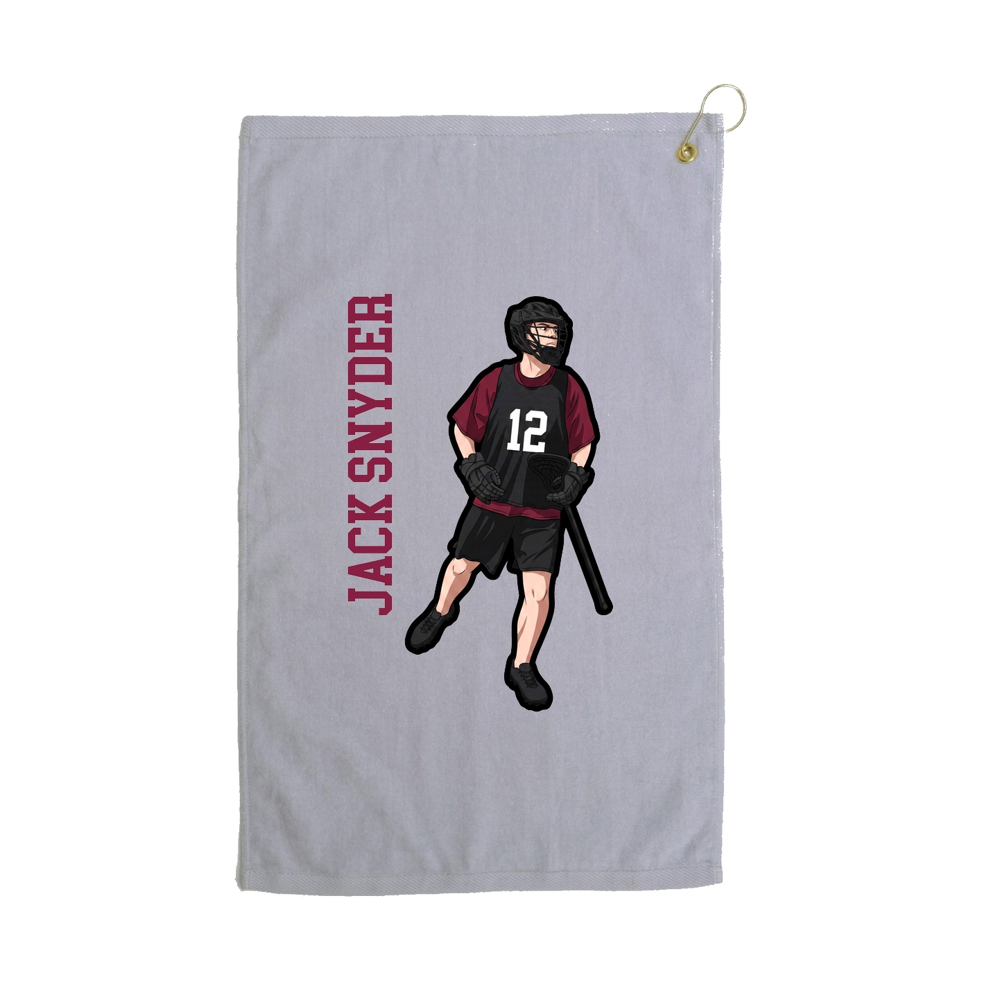 Golf Towel — Name Vertical in Grey