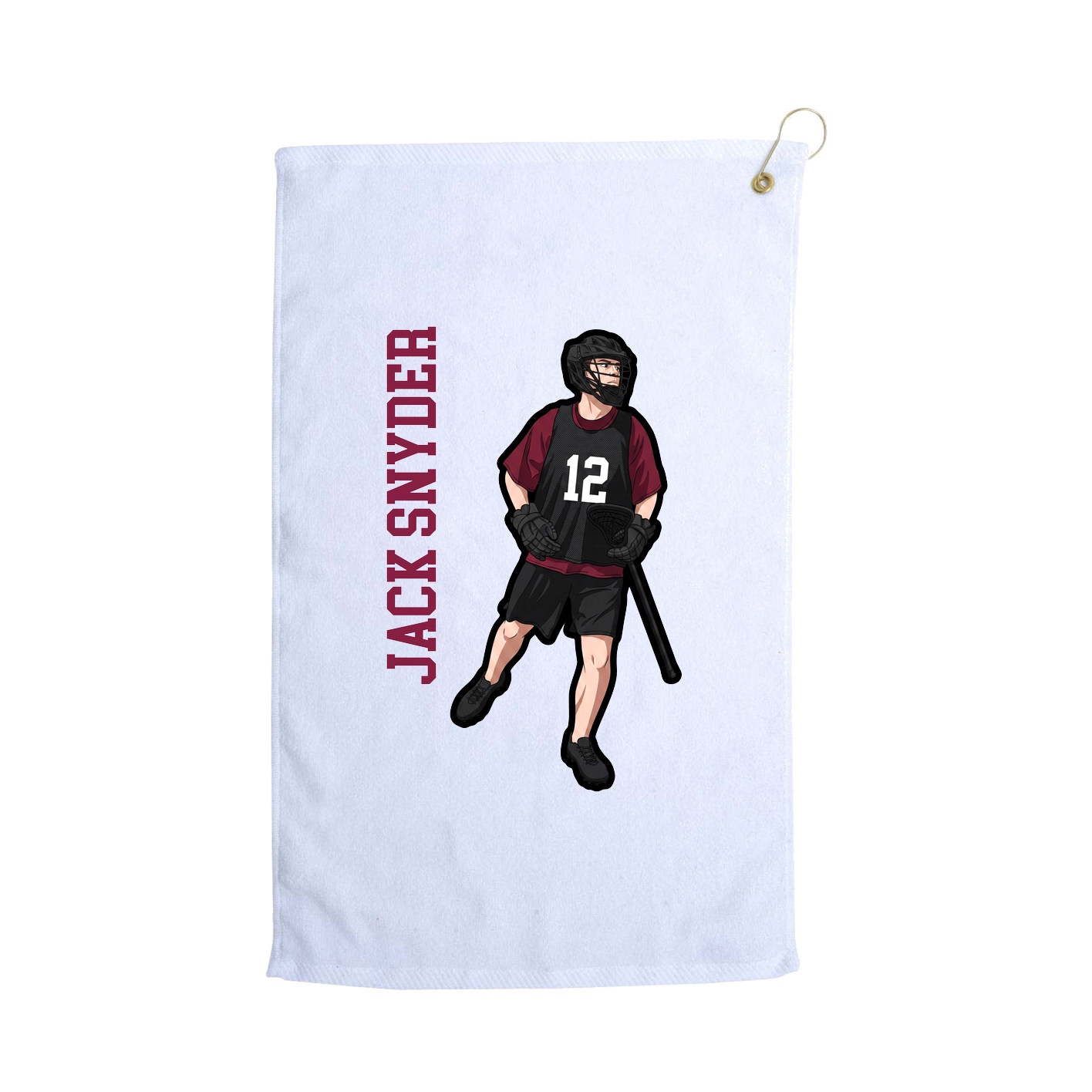 Golf Towel — Name Vertical in White