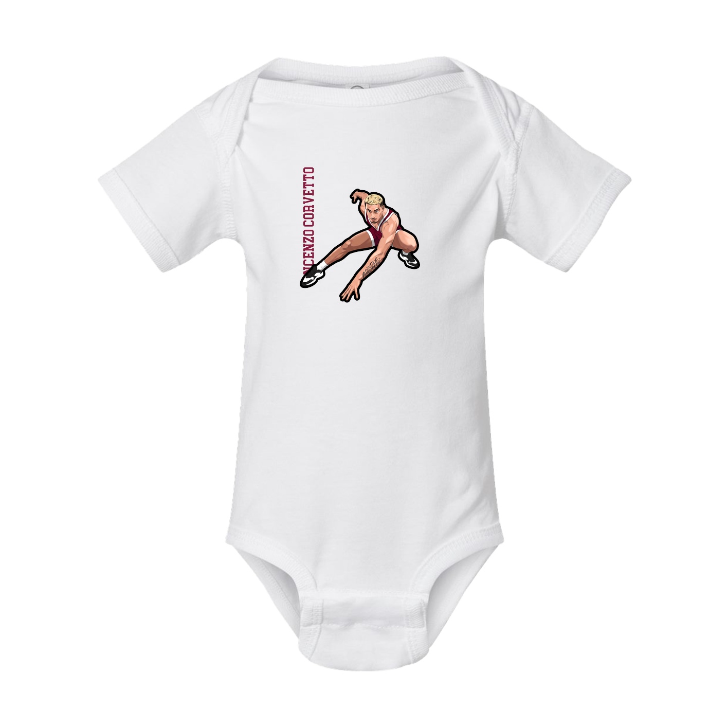 Baby Onesie — Name Vertical in White