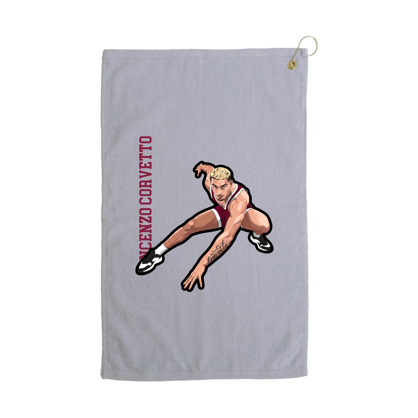 Golf Towel — Name Vertical in Grey