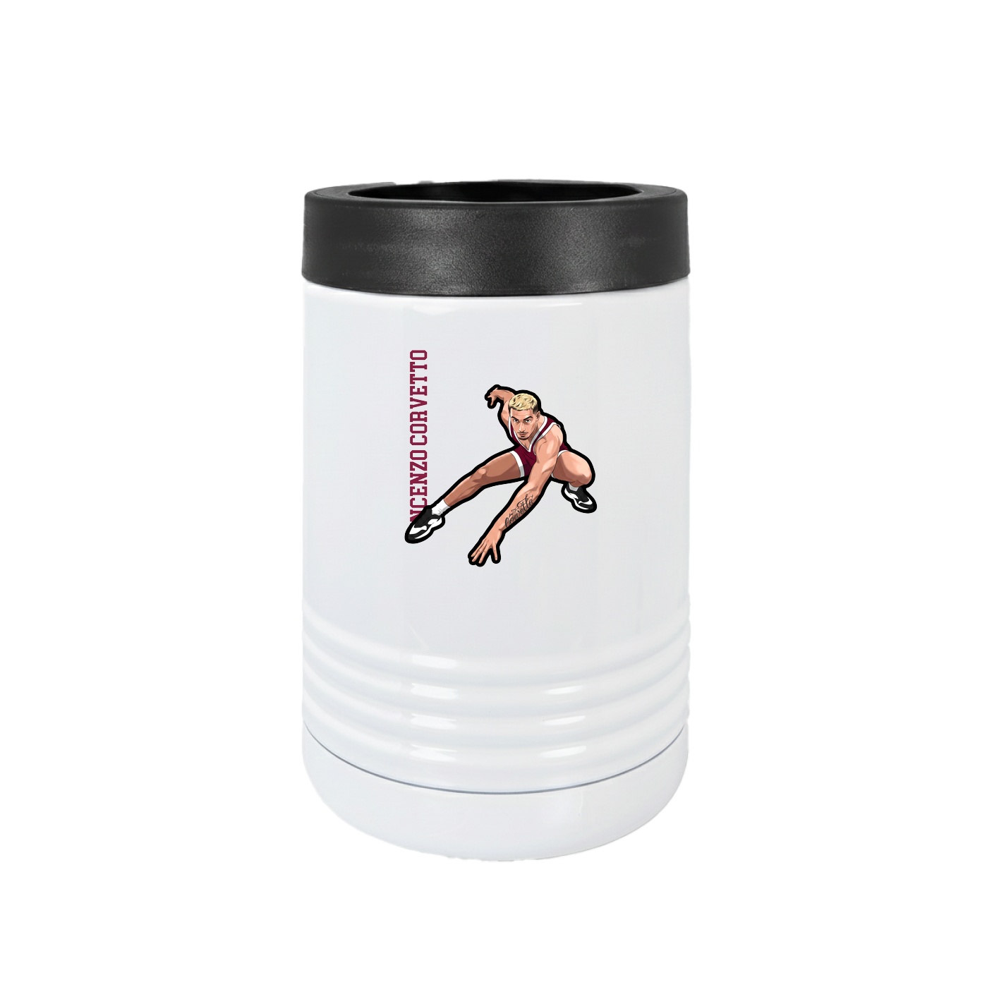 Beverage Holder — Name Vertical in White