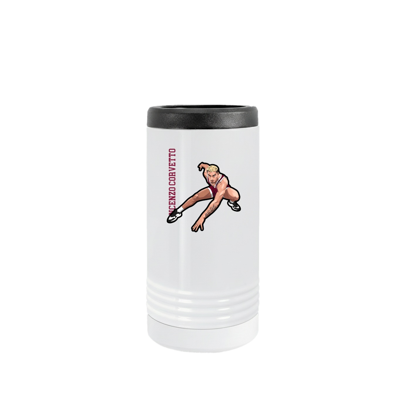 Slim Beverage Holder — Name Vertical in White