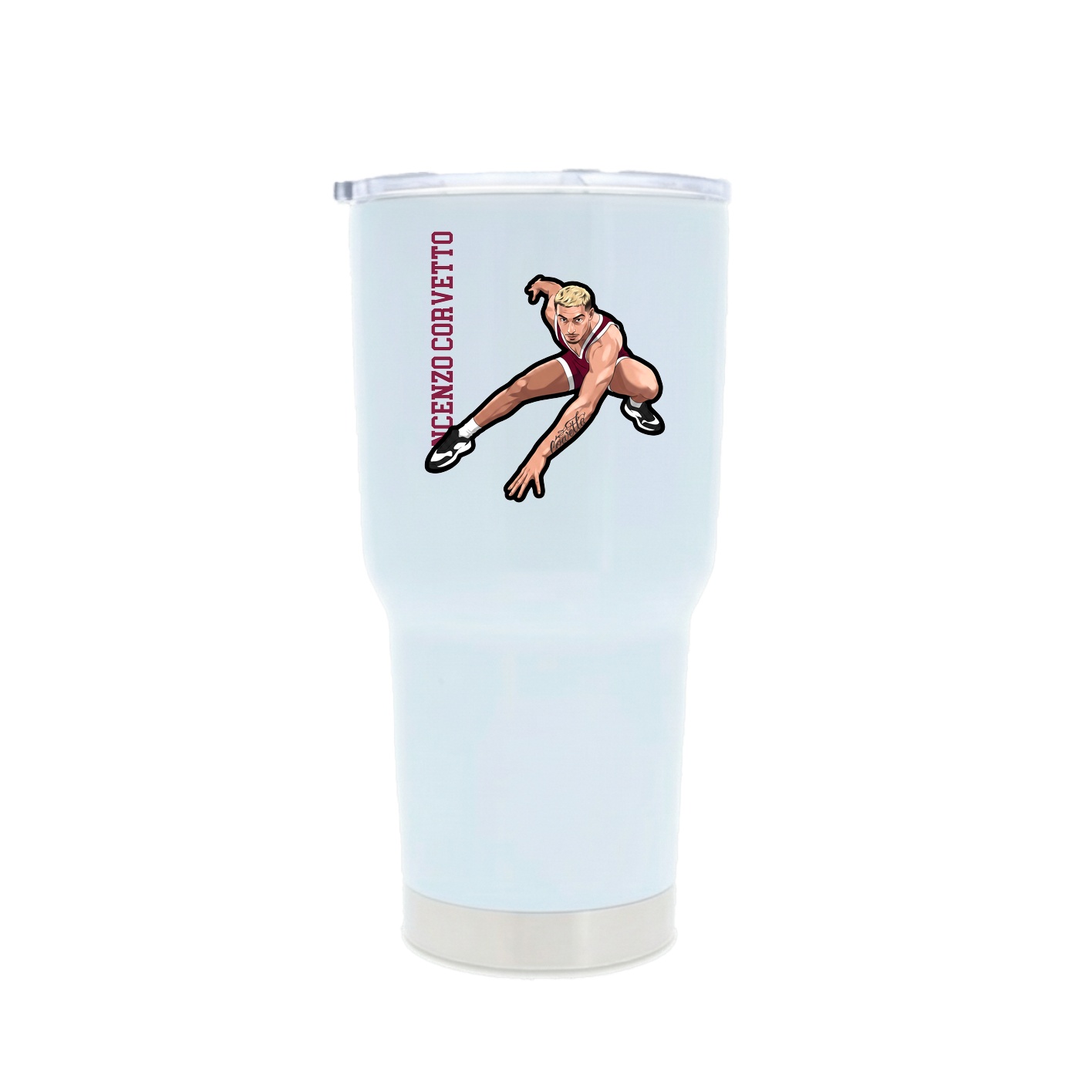 30oz Stainless Steel Tumbler — Name Vertical in White