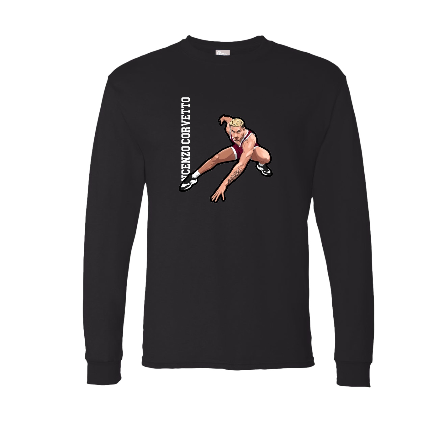 Long Sleeve Tee — Name Vertical in Black