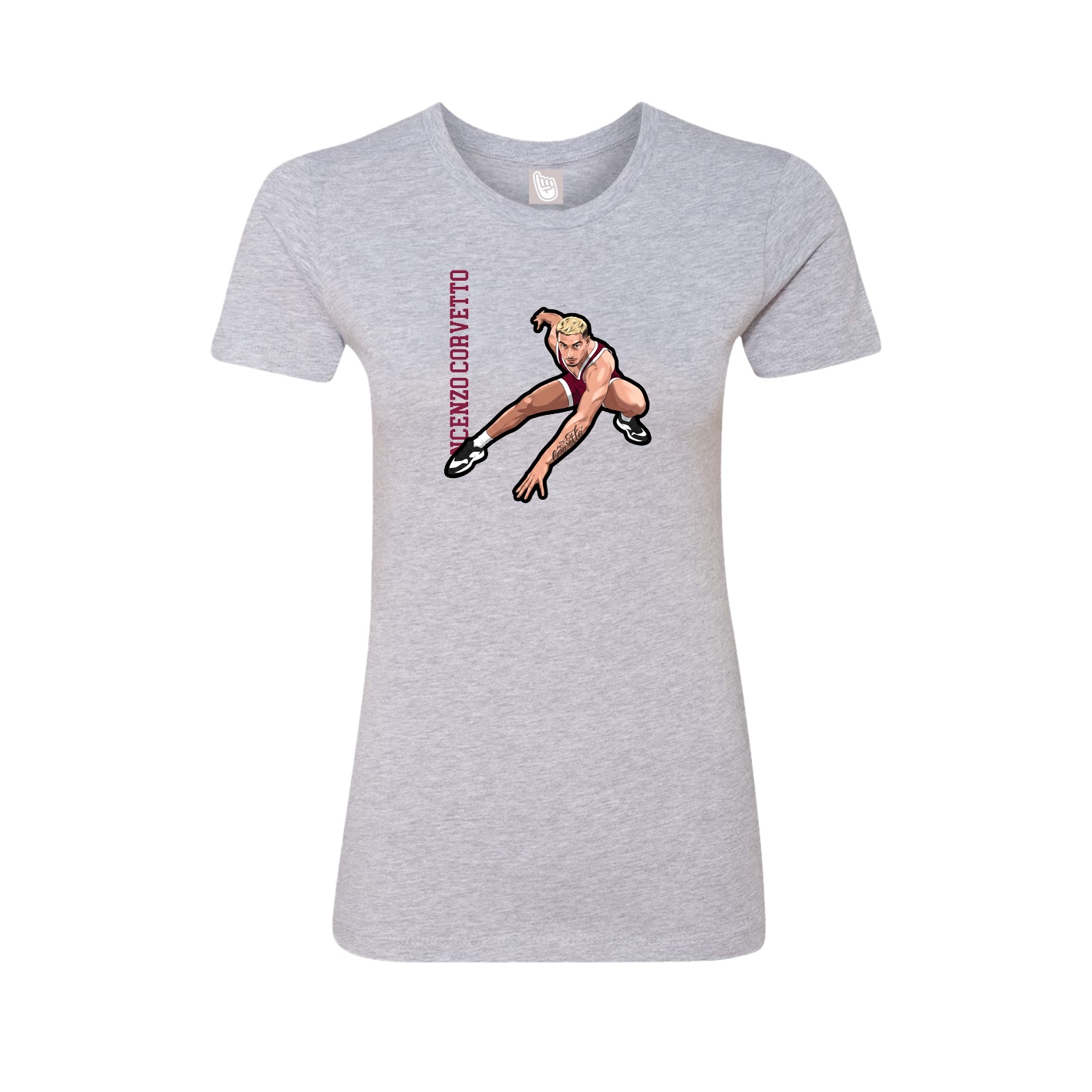 Fitted Women's Tee — Name Vertical in Grey