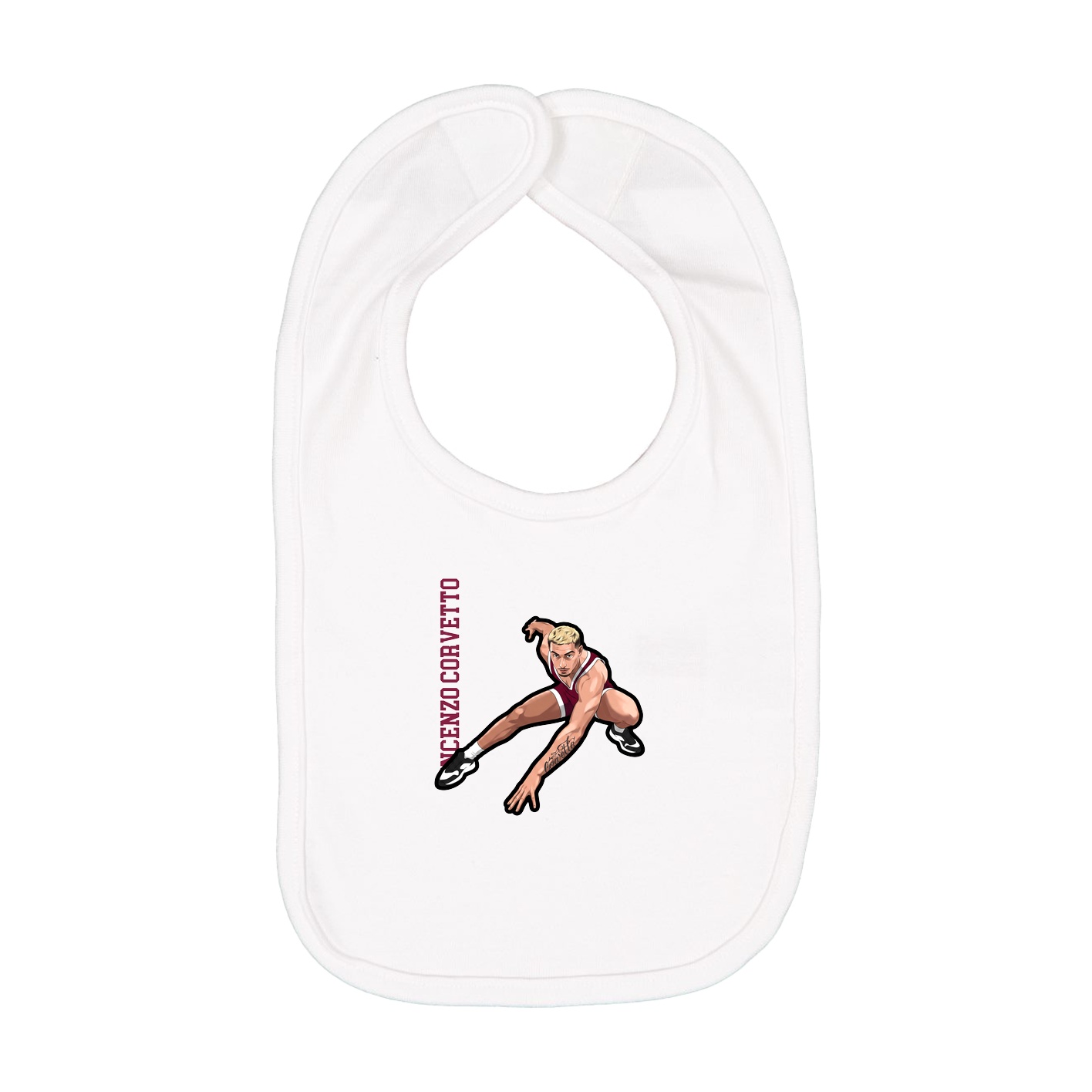 Infant Bib — Name Vertical in White
