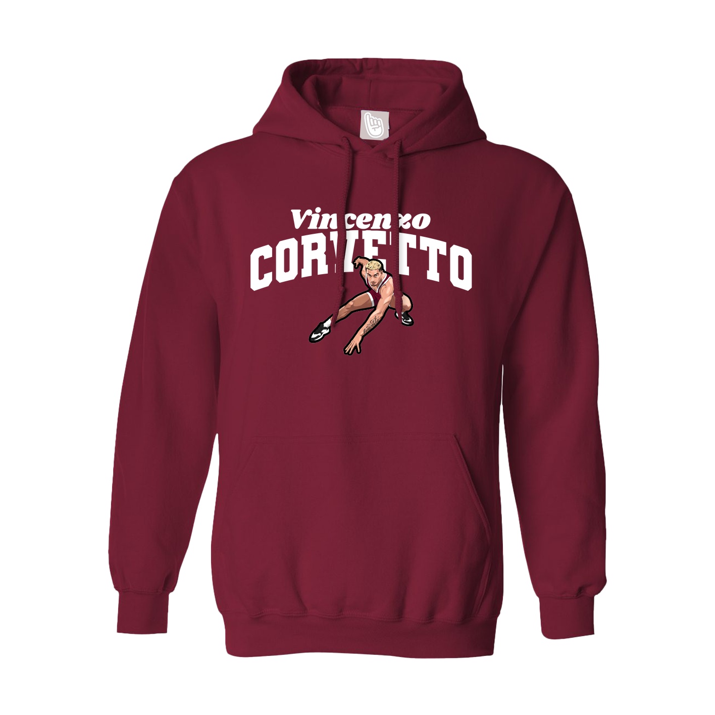 Hoodie — Signature Arch in Cardinal